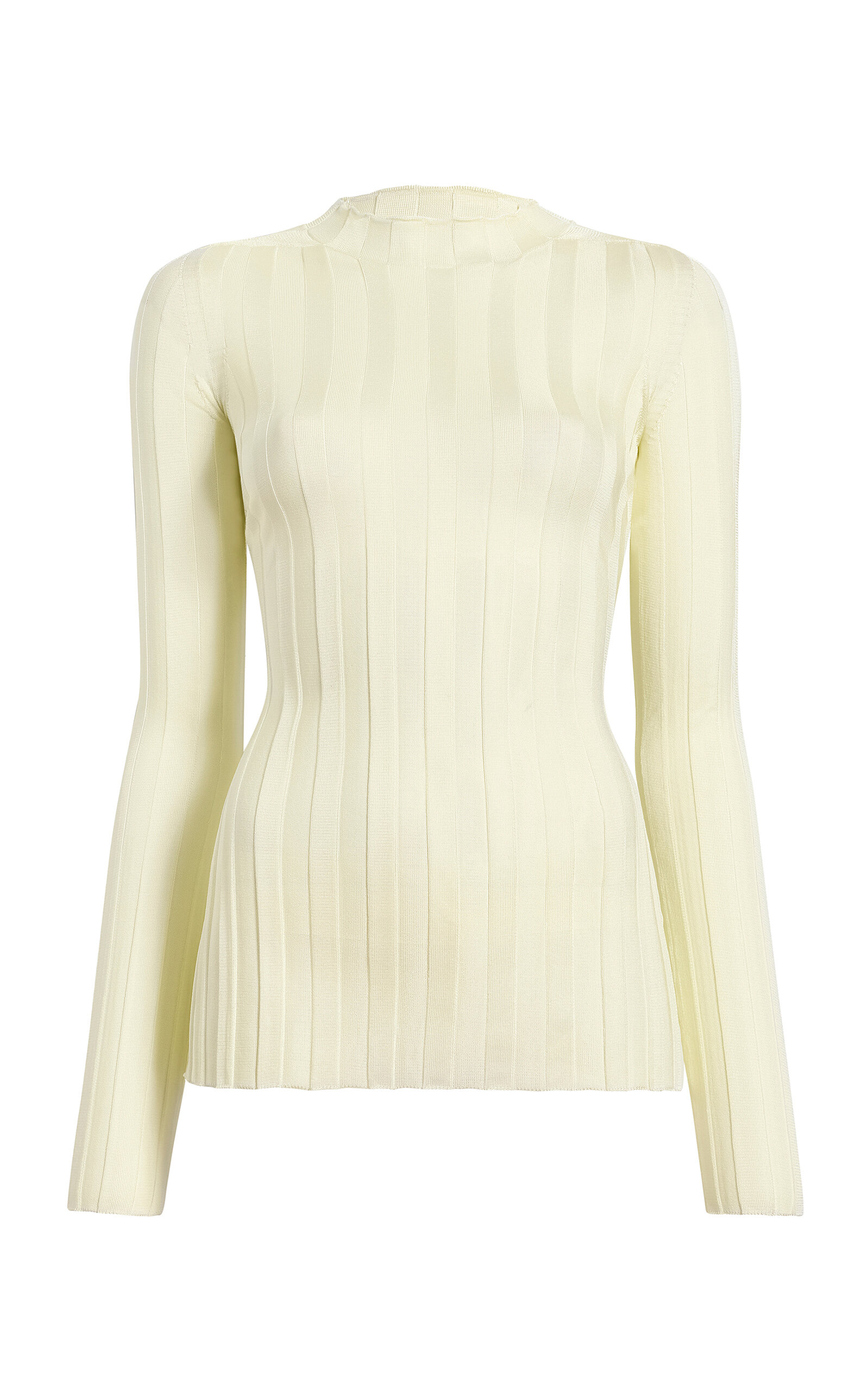 Khaite Cosette Ribbed-knit Top In Yellow