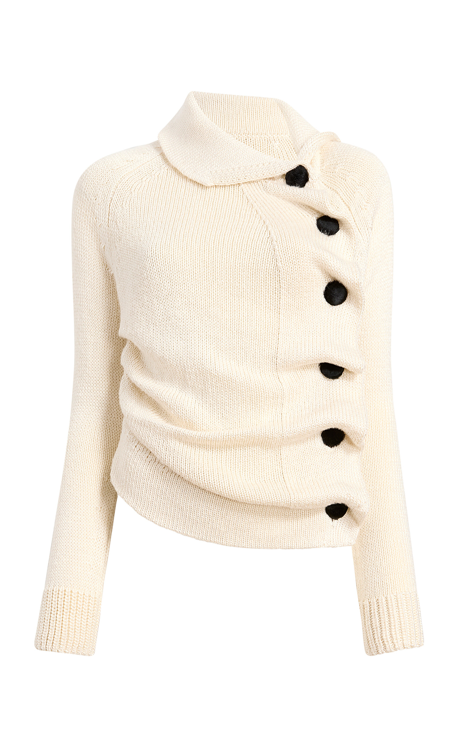 Khaite Lorrai Asymmetric Knit Silk Cardigan In Neutral