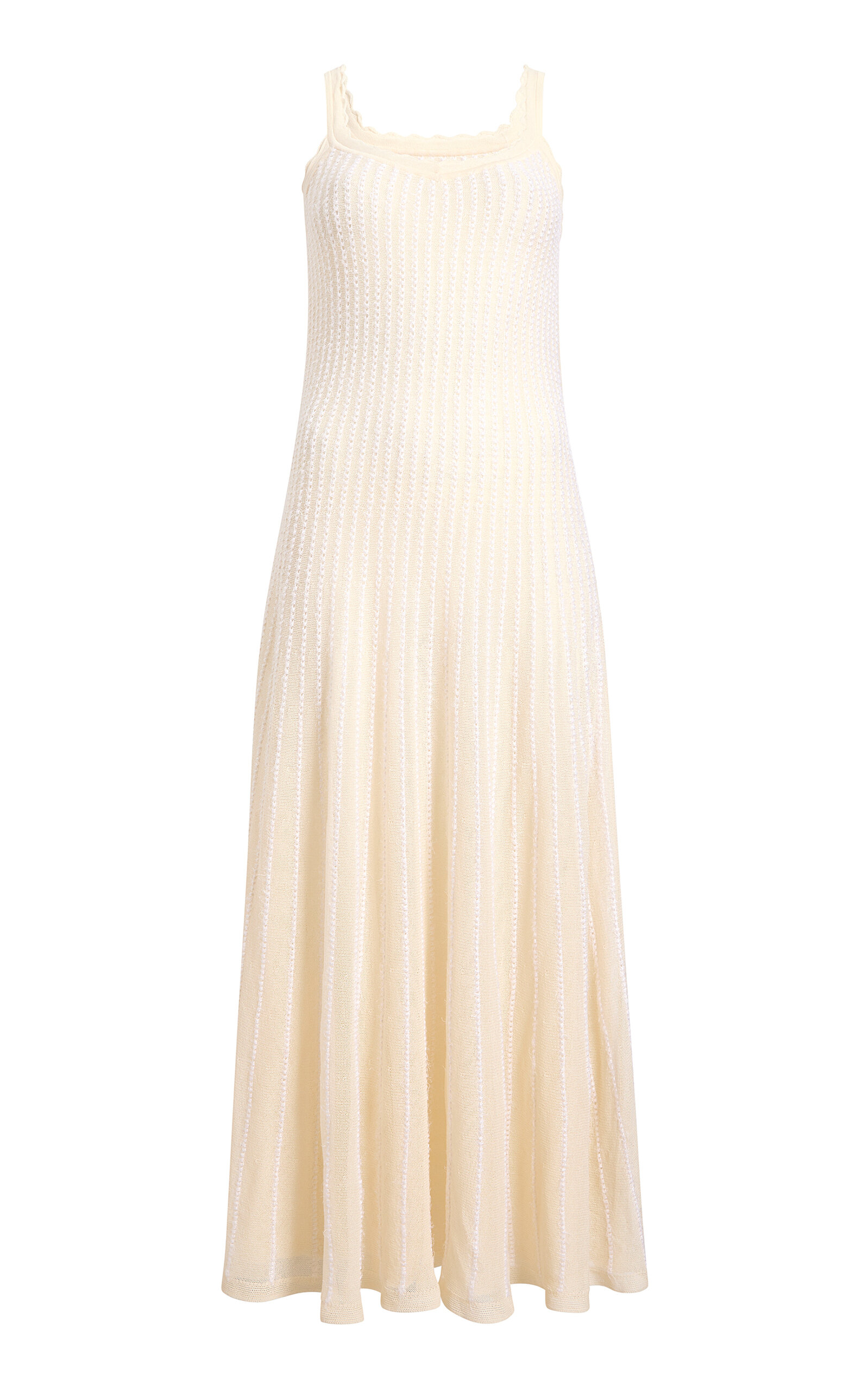 Khaite Twigs Fit-flare Maxi Dress In Neutral