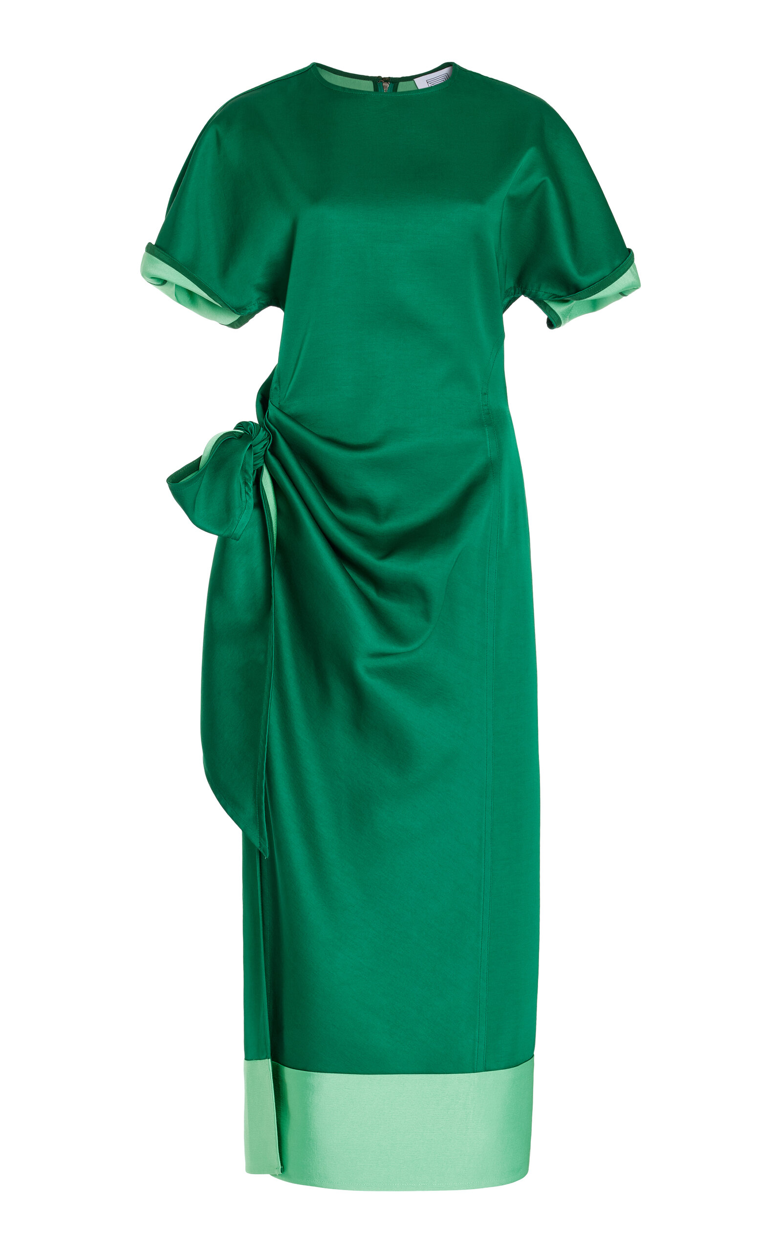 Rosie Assoulin Sash & Slit Tie-Detailed Satin Midi Dress - Green