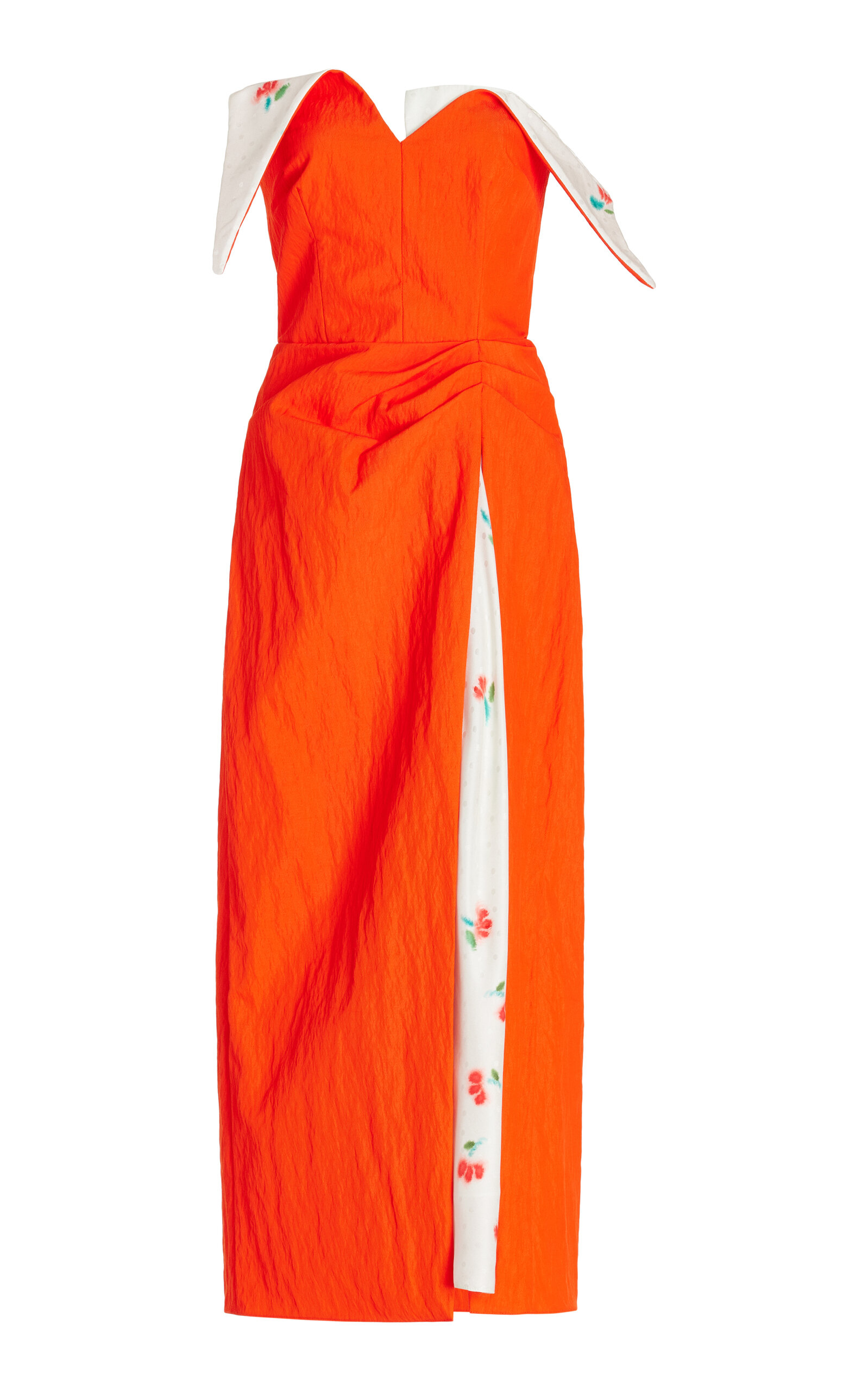 Shop Rosie Assoulin Flap Over Cotton-blend Midi Dress In Orange