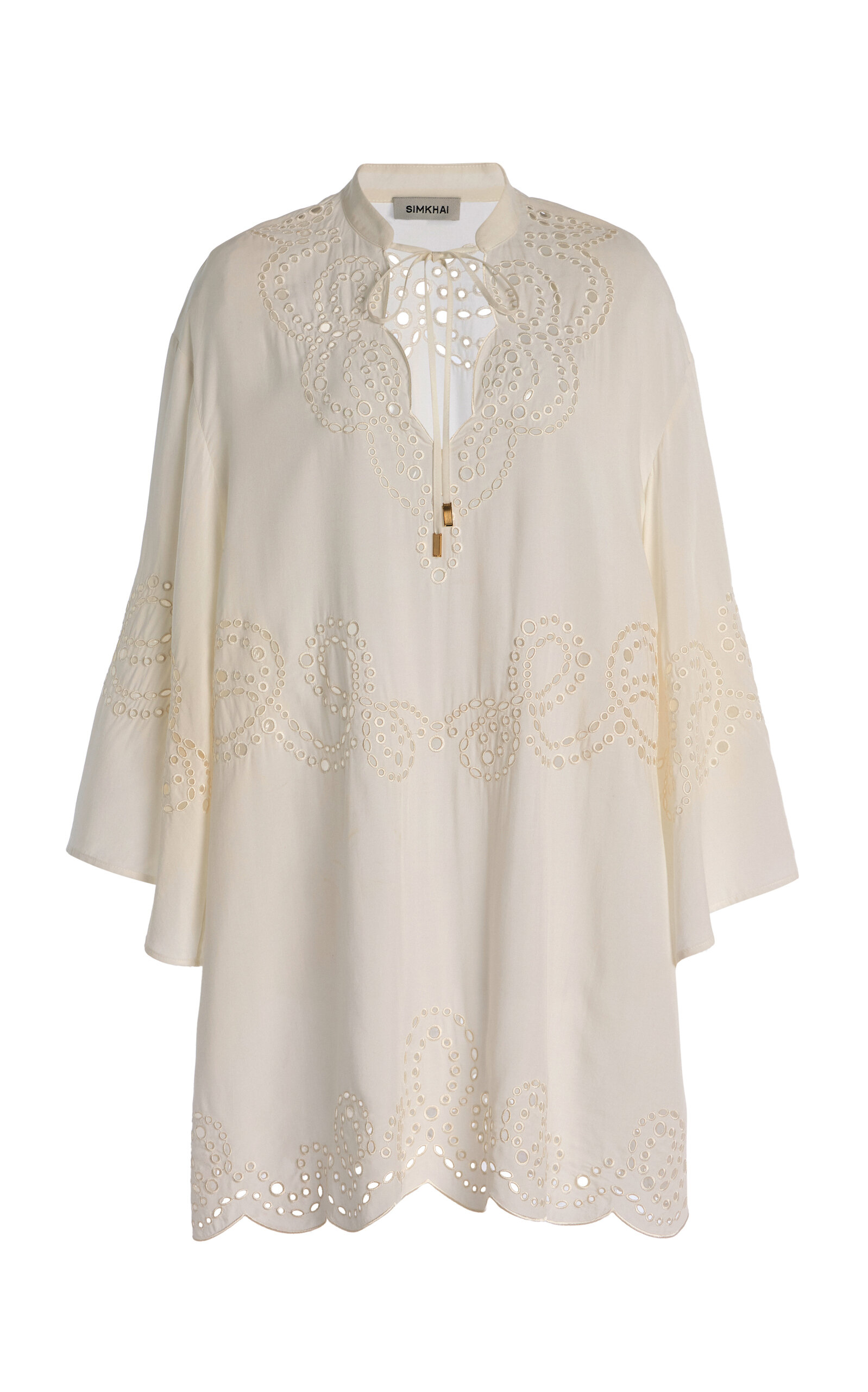 SIMKHAI Sarina Broderie Anglaise Cotton-Blend Mini Dress - White
