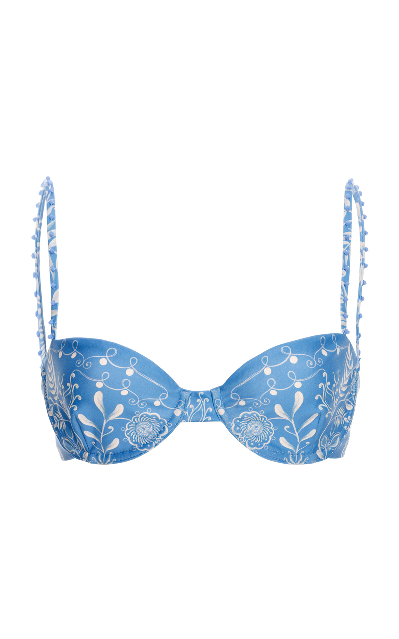 Agua By Agua Bendita Magdalena Floritura Bikini Top Multicolor In Blue