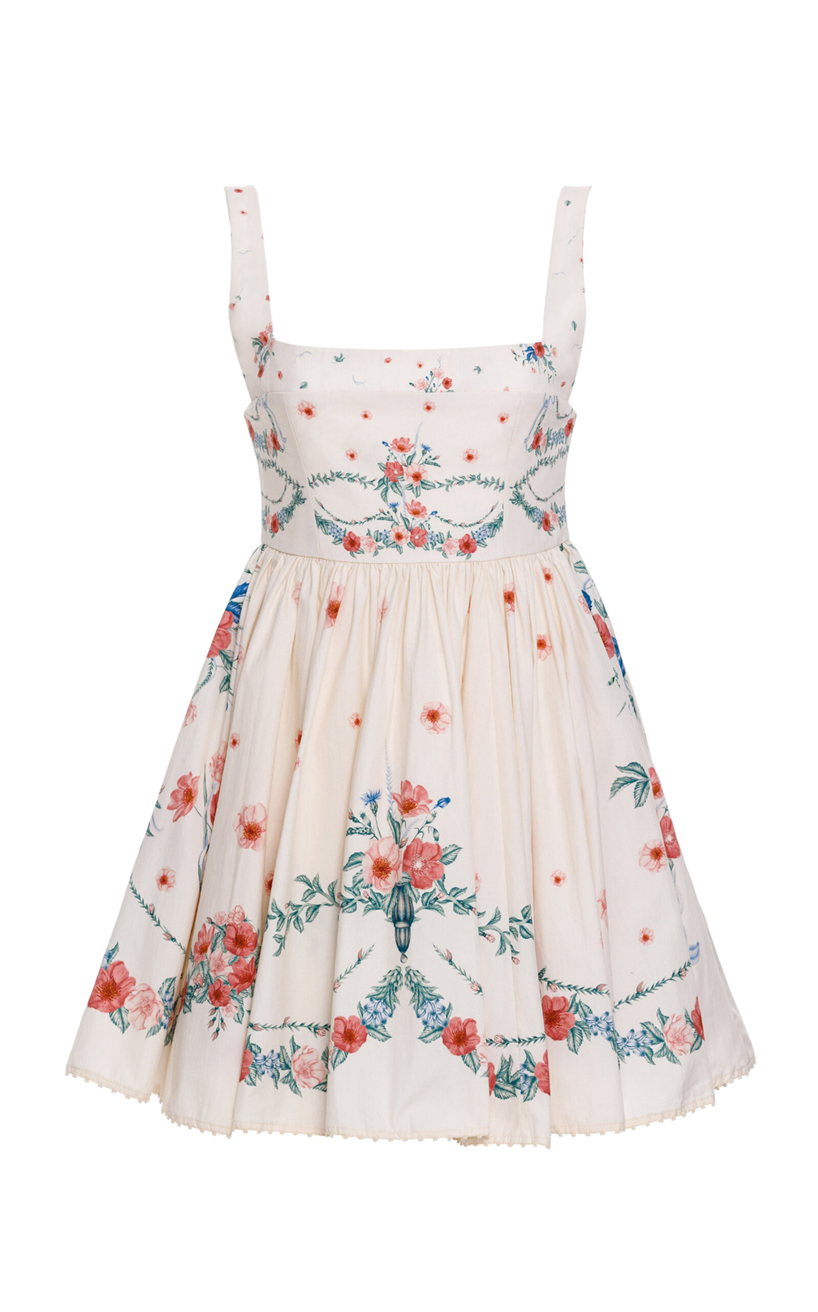 AGUA BY AGUA BENDITA HIERBABUENA EMBROIDERED COTTON MINI DRESS 