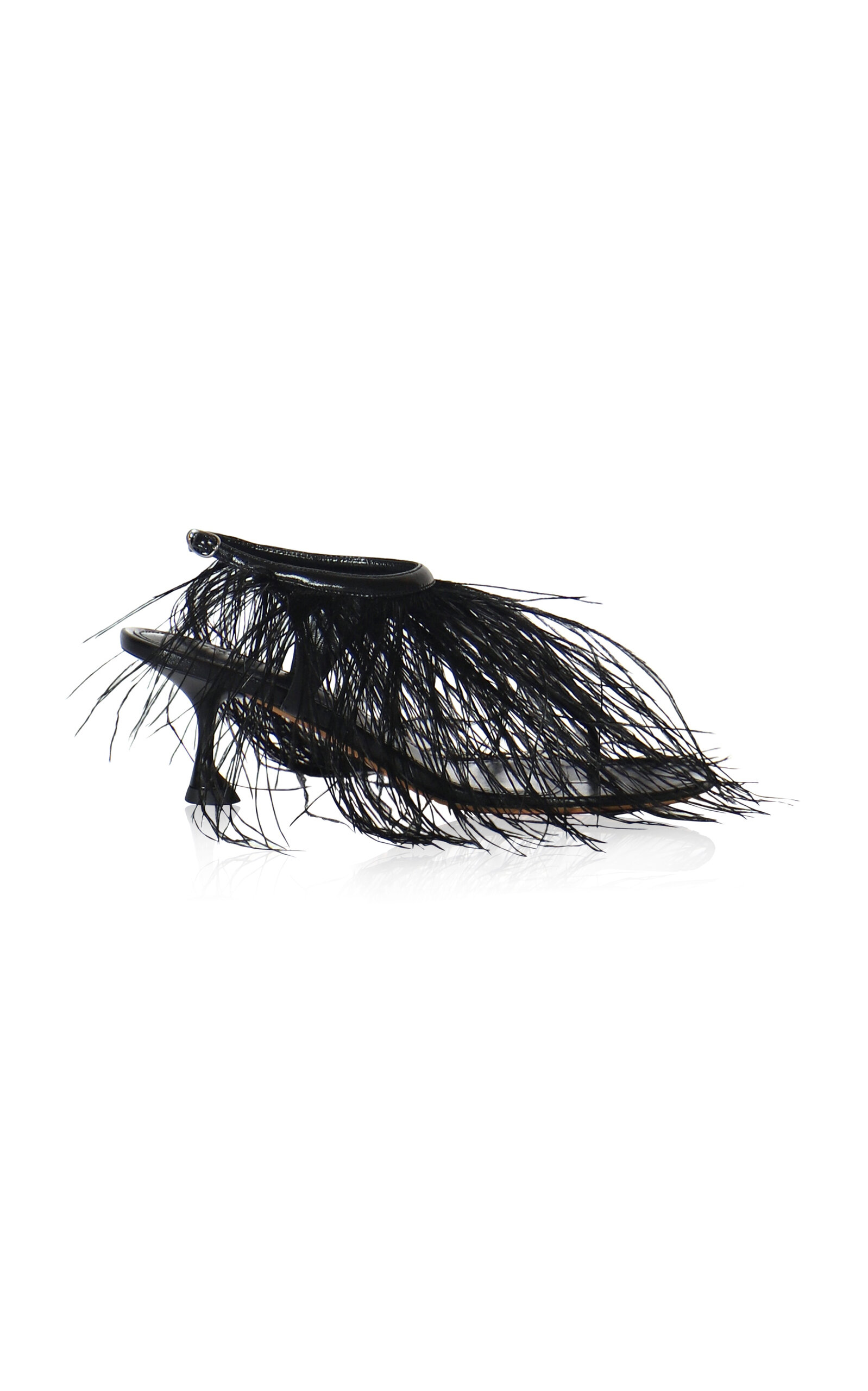 Proenza Schouler Tee Feather-Embellished Leather Thong Sandals