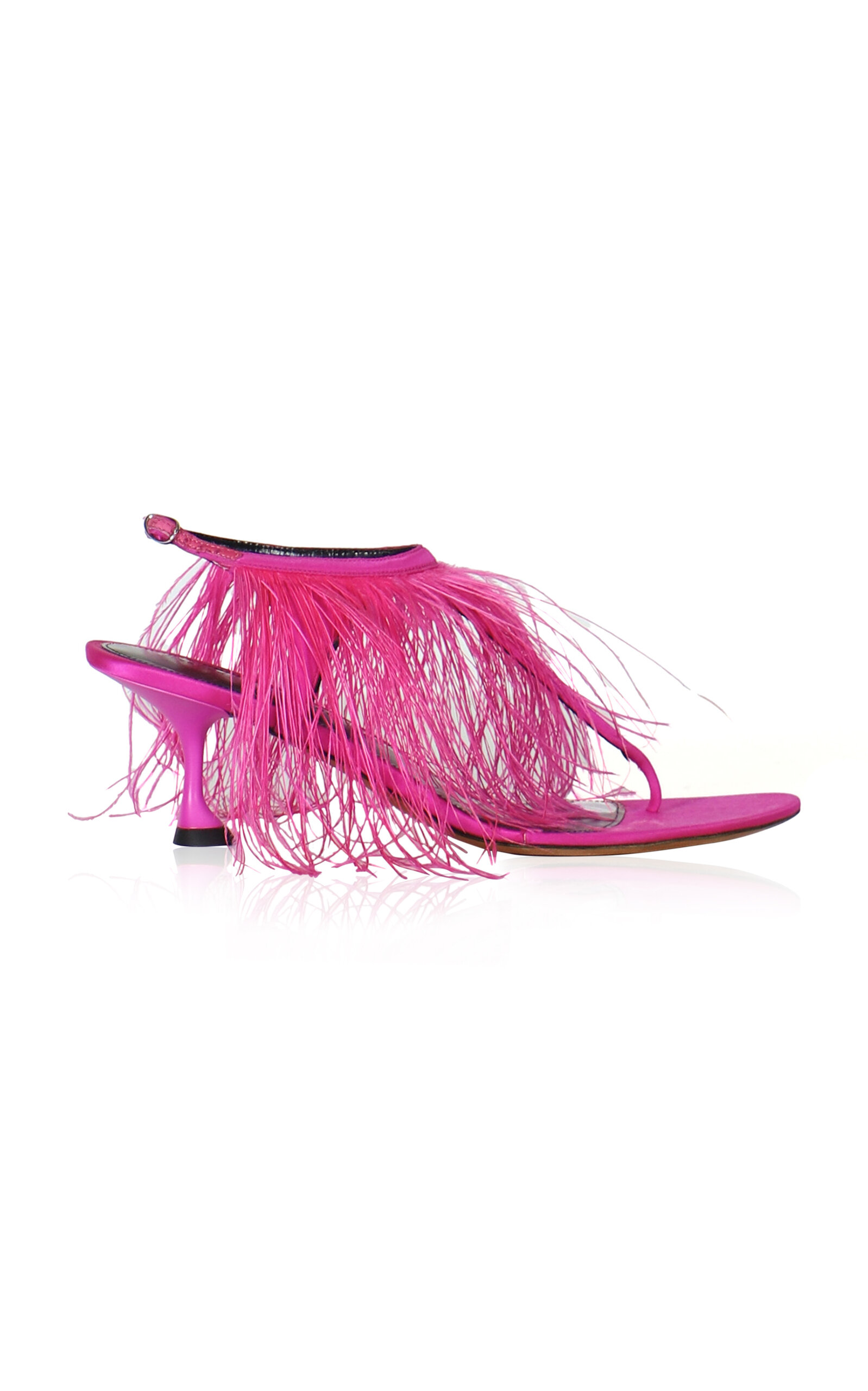 Proenza Schouler Tee Thong Feather-Embellished Satin Sandals