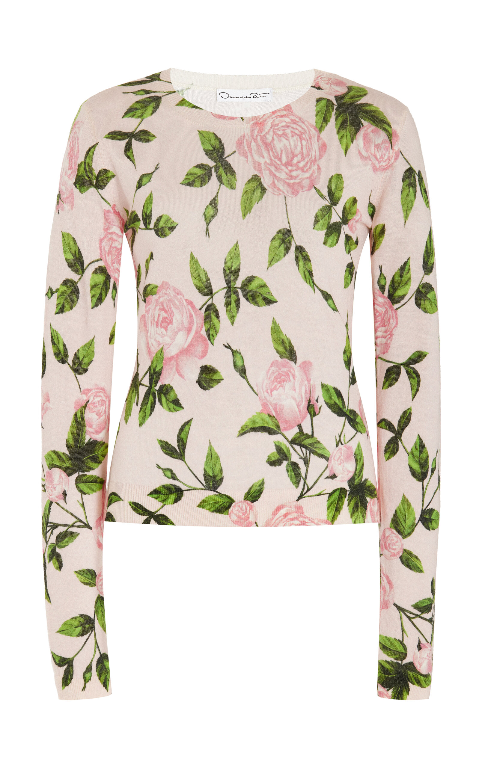 Shop Oscar De La Renta Printed Wool Sweater In Floral