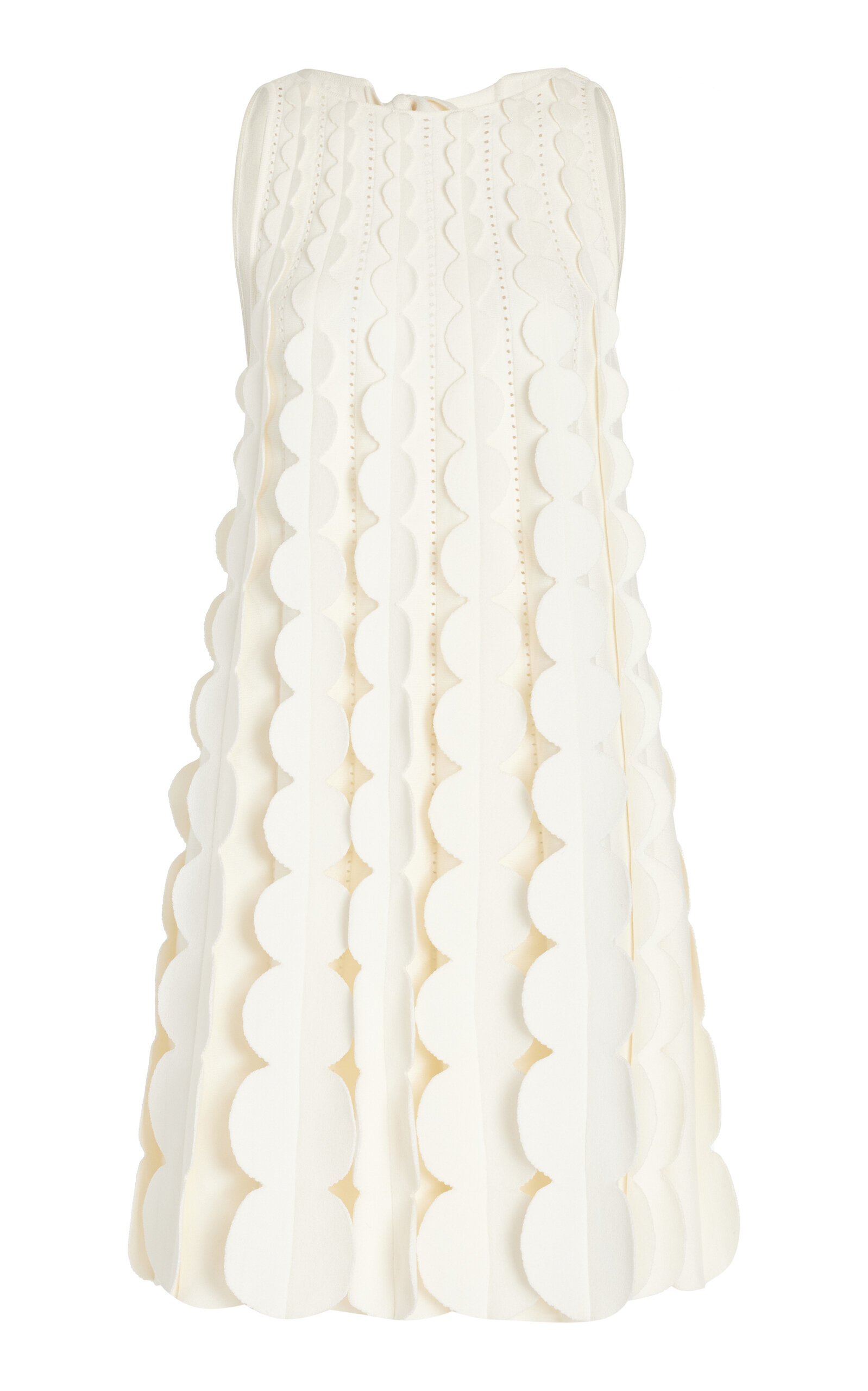 Oscar De La Renta 3d-circle Knit Trapeze Mini Dress In Ivory