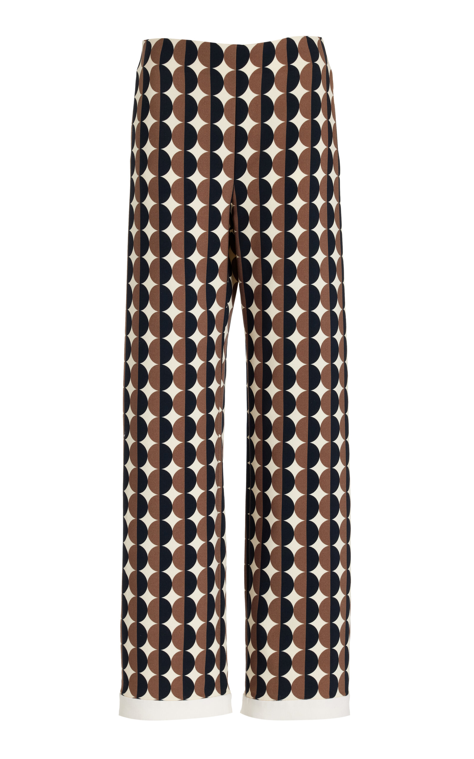 Oscar de la Renta Printed Stretch-Wool Straight-Leg Pants - Brown