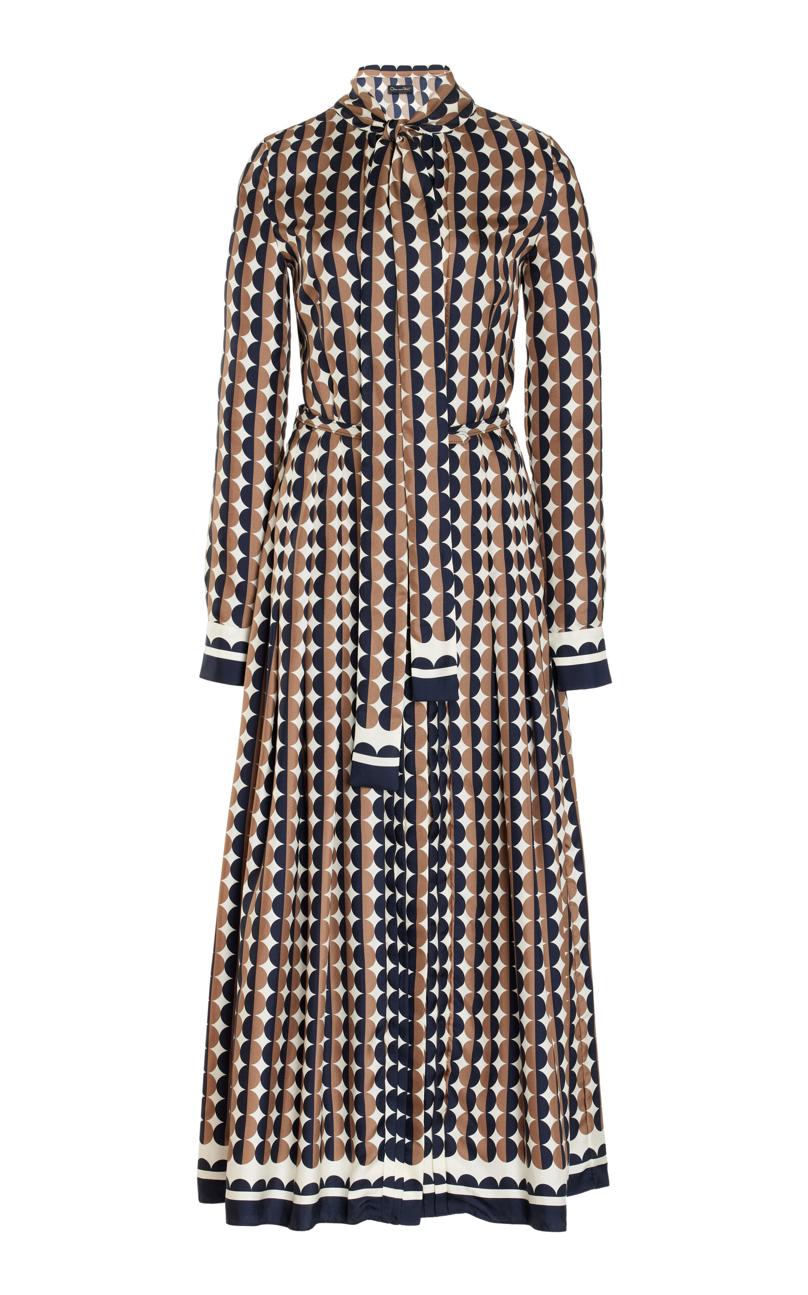 OSCAR DE LA RENTA PRINTED SILK TWILL MIDI DRESS