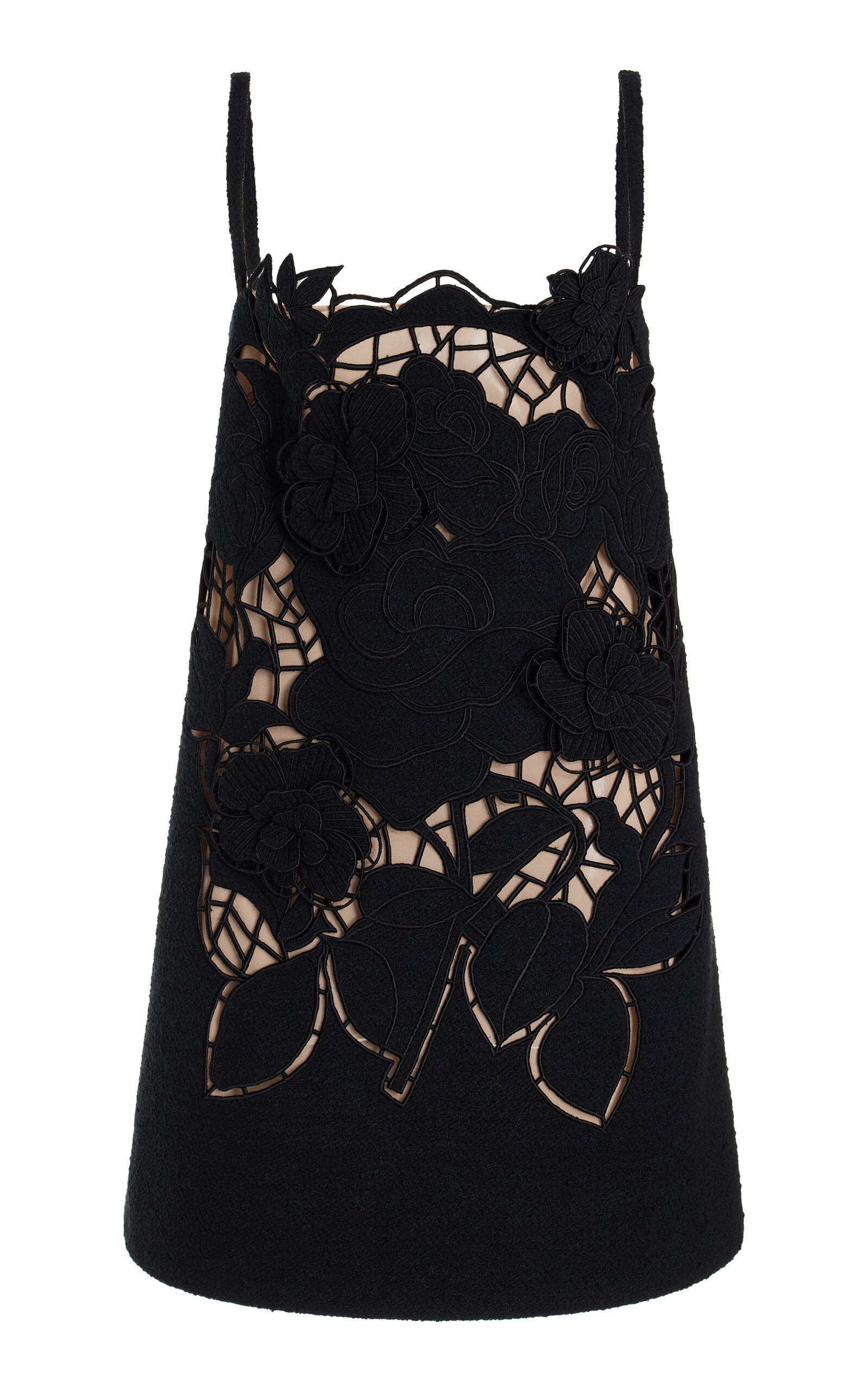 Oscar de la Renta Floral Tweed Mini Shift Dress - Black