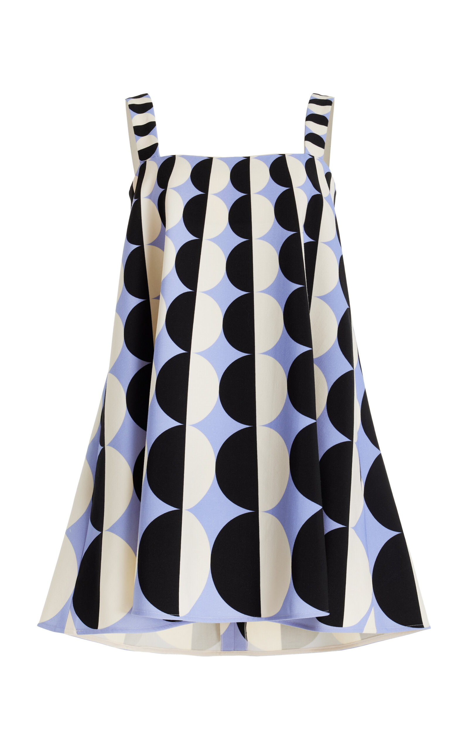 Oscar De La Renta Geometric Circle Trapeze Dress In Light Blue