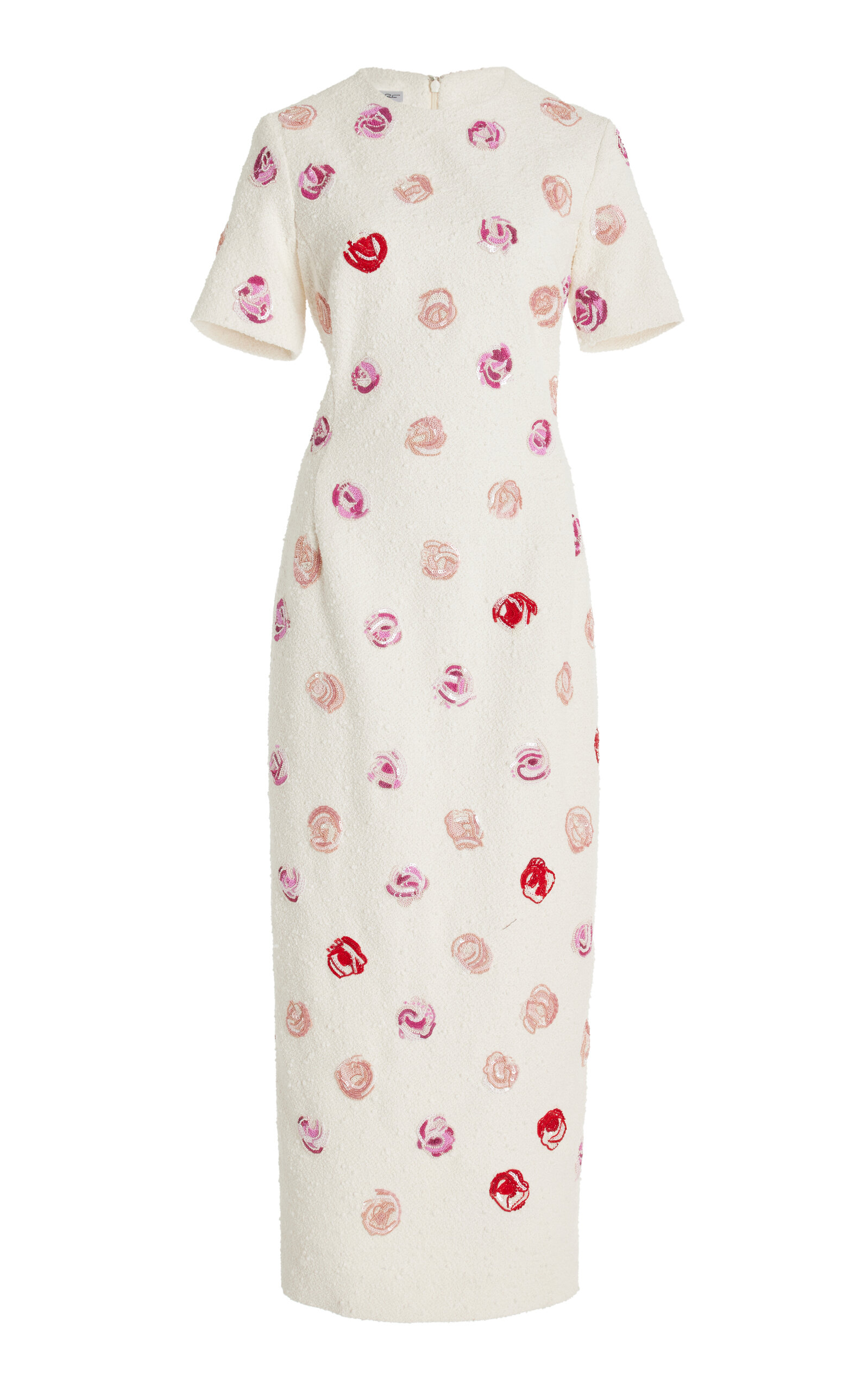 Oscar de la Renta Embroidered Tweed Midi Dress - Ivory