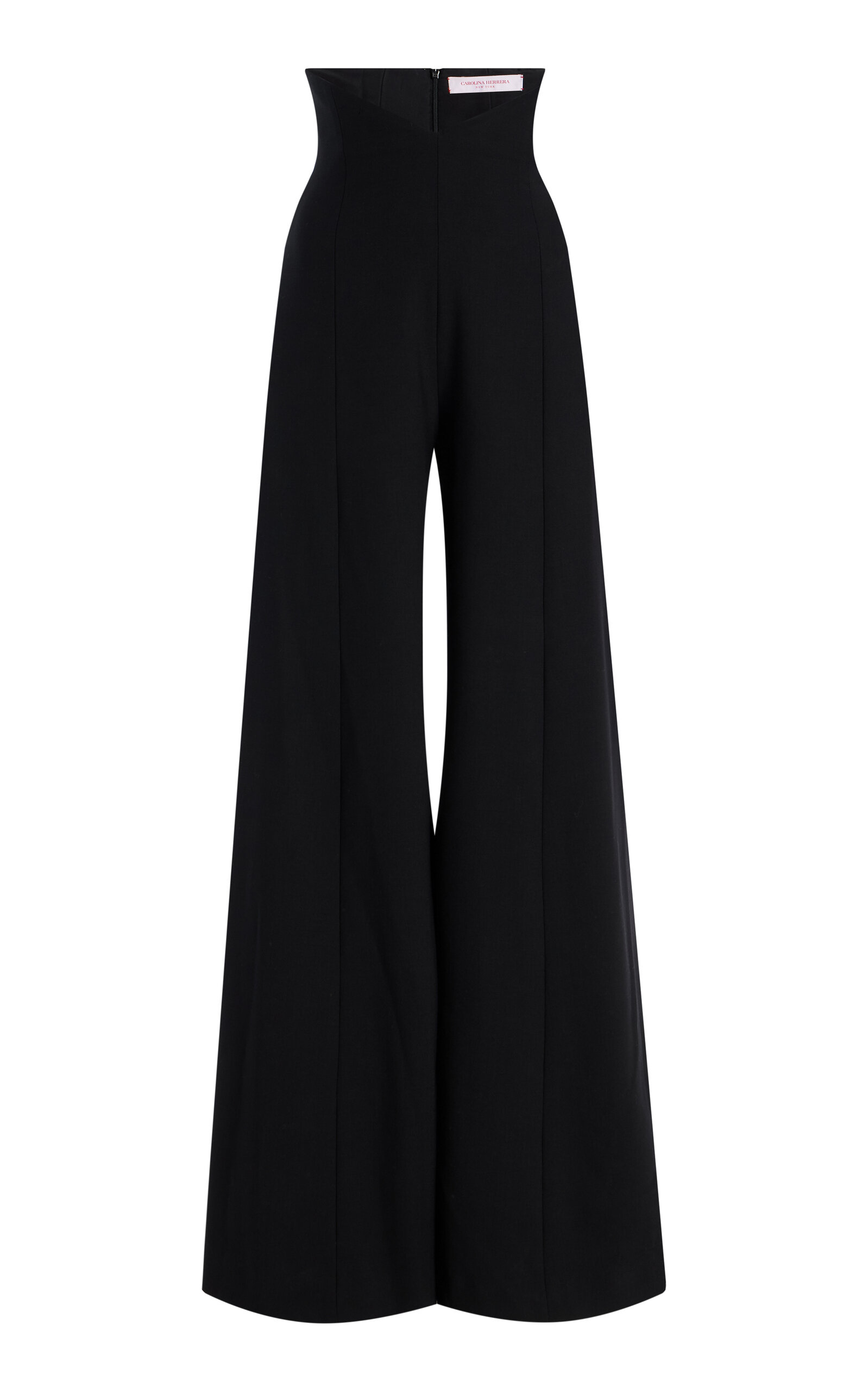 Carolina Herrera Waist Wool Suiting Wide-Leg Pants - Black