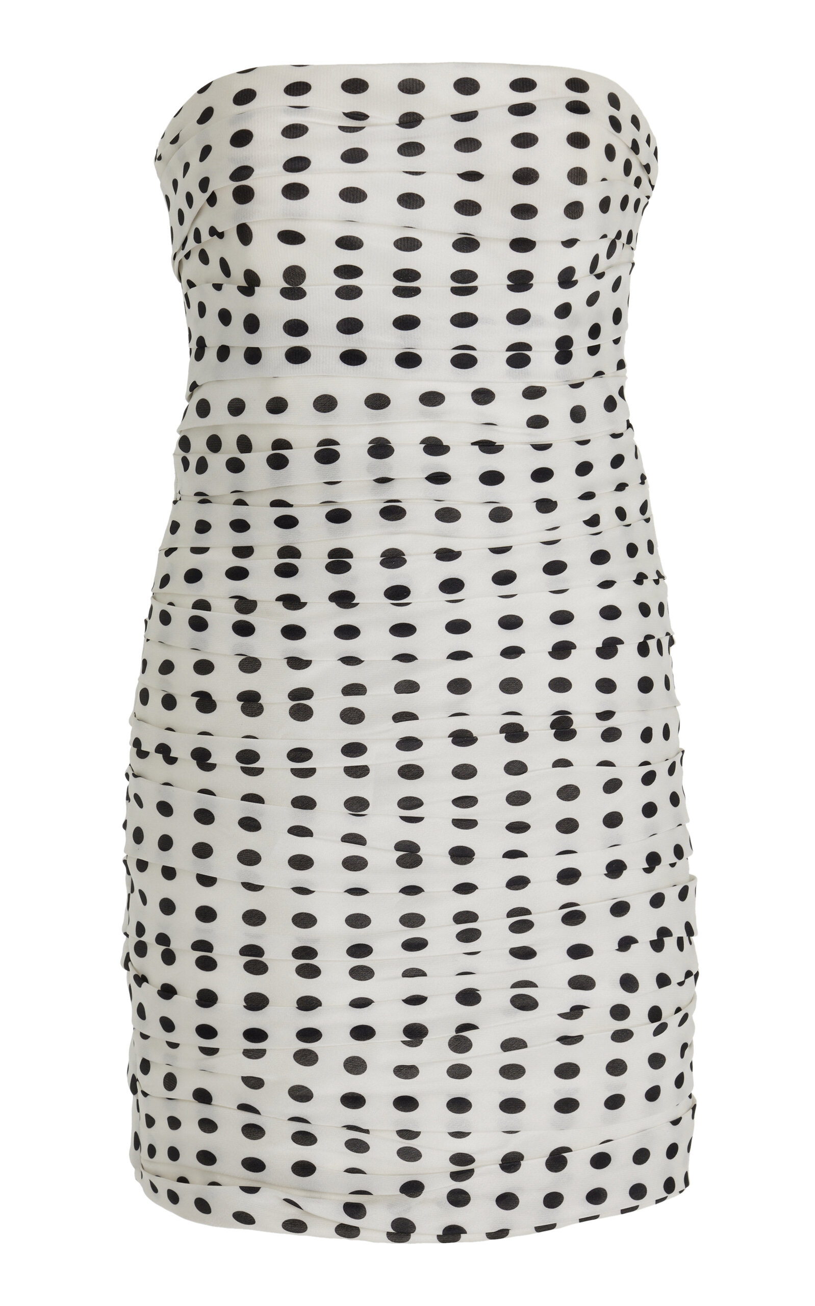 Carolina Herrera Ruched Silk Mini Dress In Black,white
