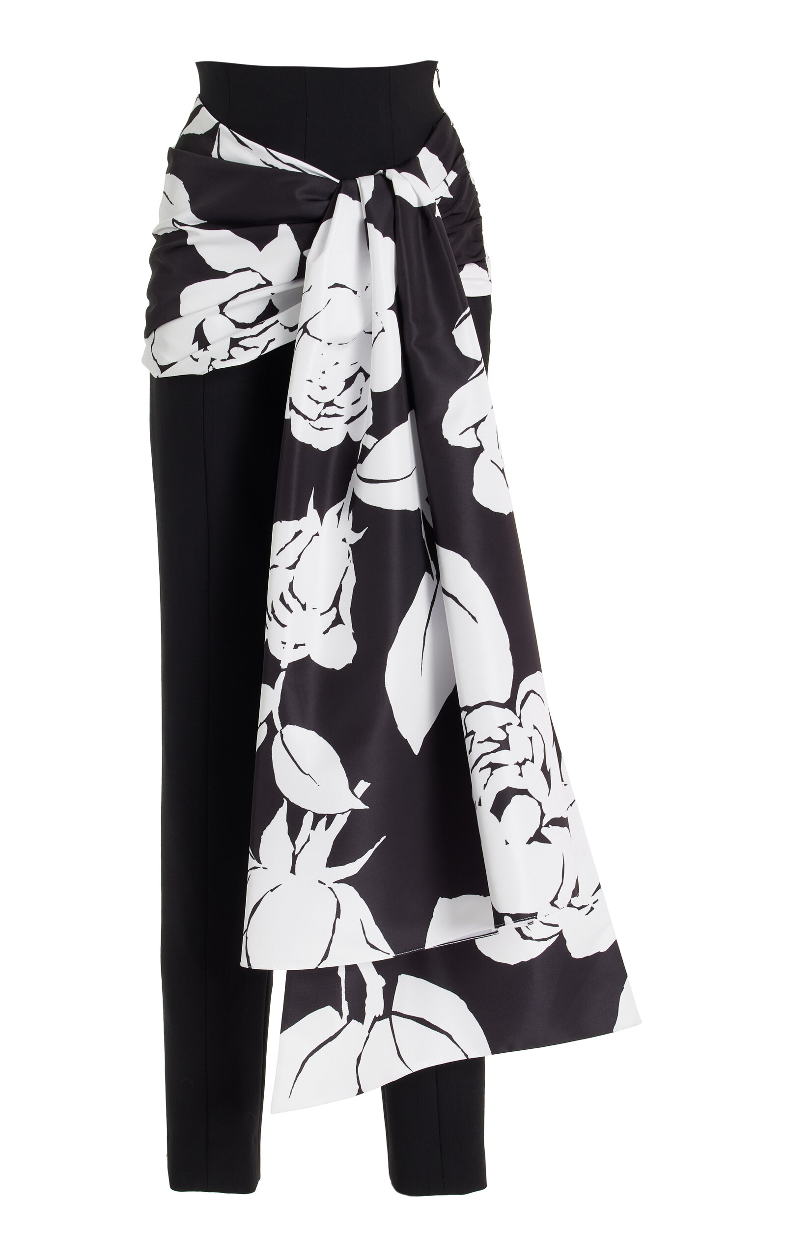 Carolina Herrera Sash-Detailed High-Rise Wool Suiting Skinny Pants - Black