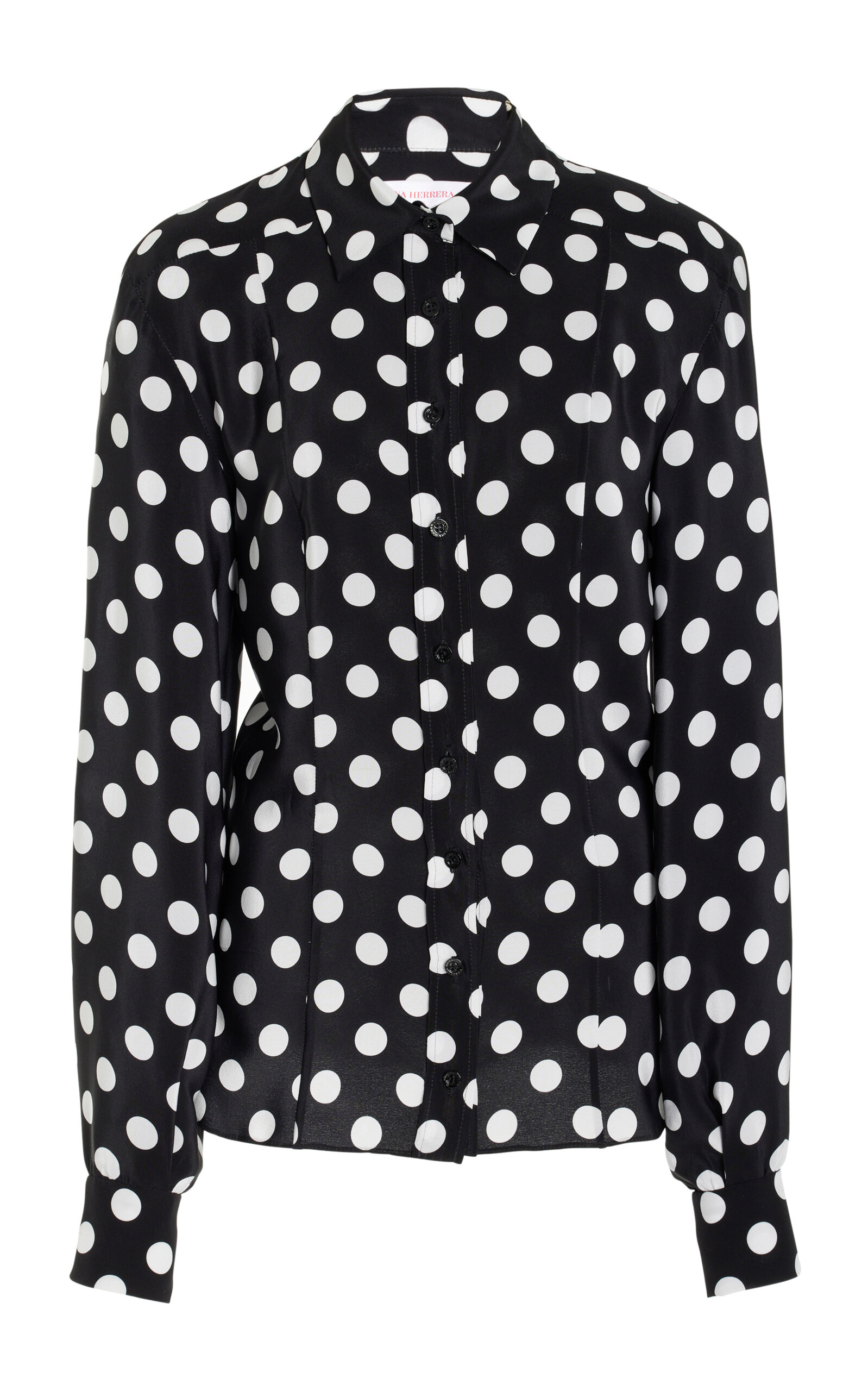 Carolina Herrera Polka-dot Button Down Shirt In Black,white
