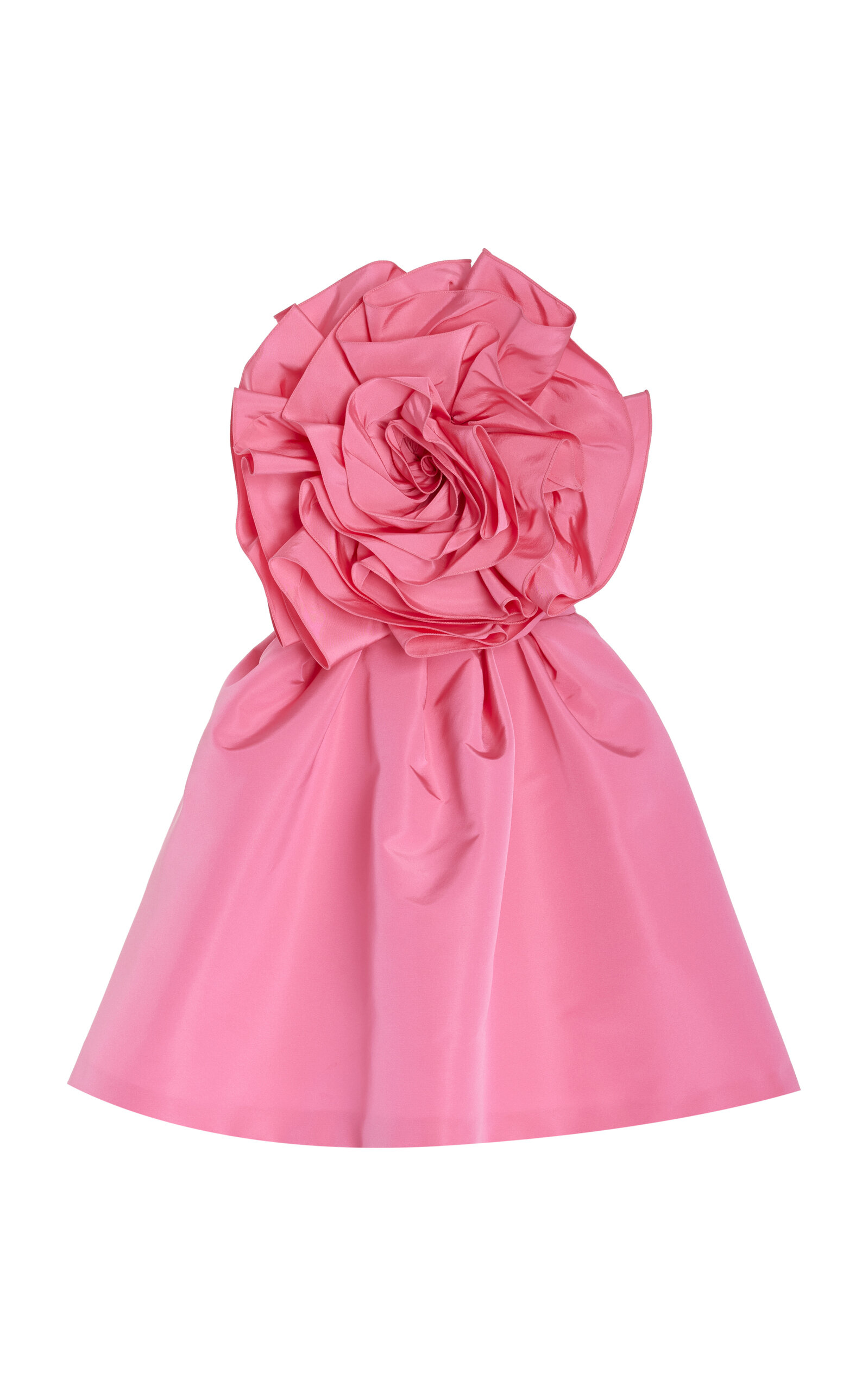 Carolina Herrera Flower Strapless Mini Dress In Pink