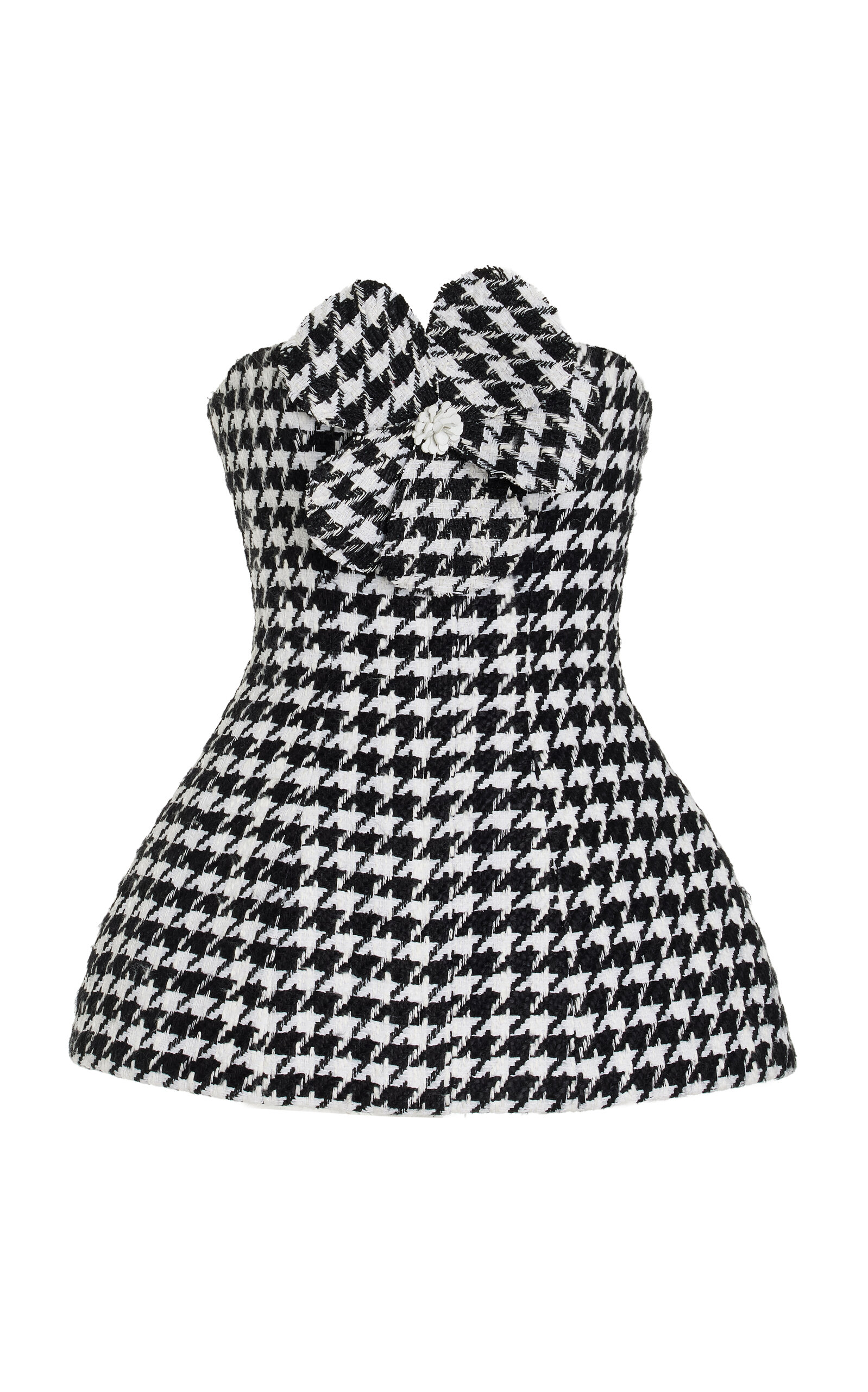 Carolina Herrera Houndstooth Tweed Peplum Top - Black/white