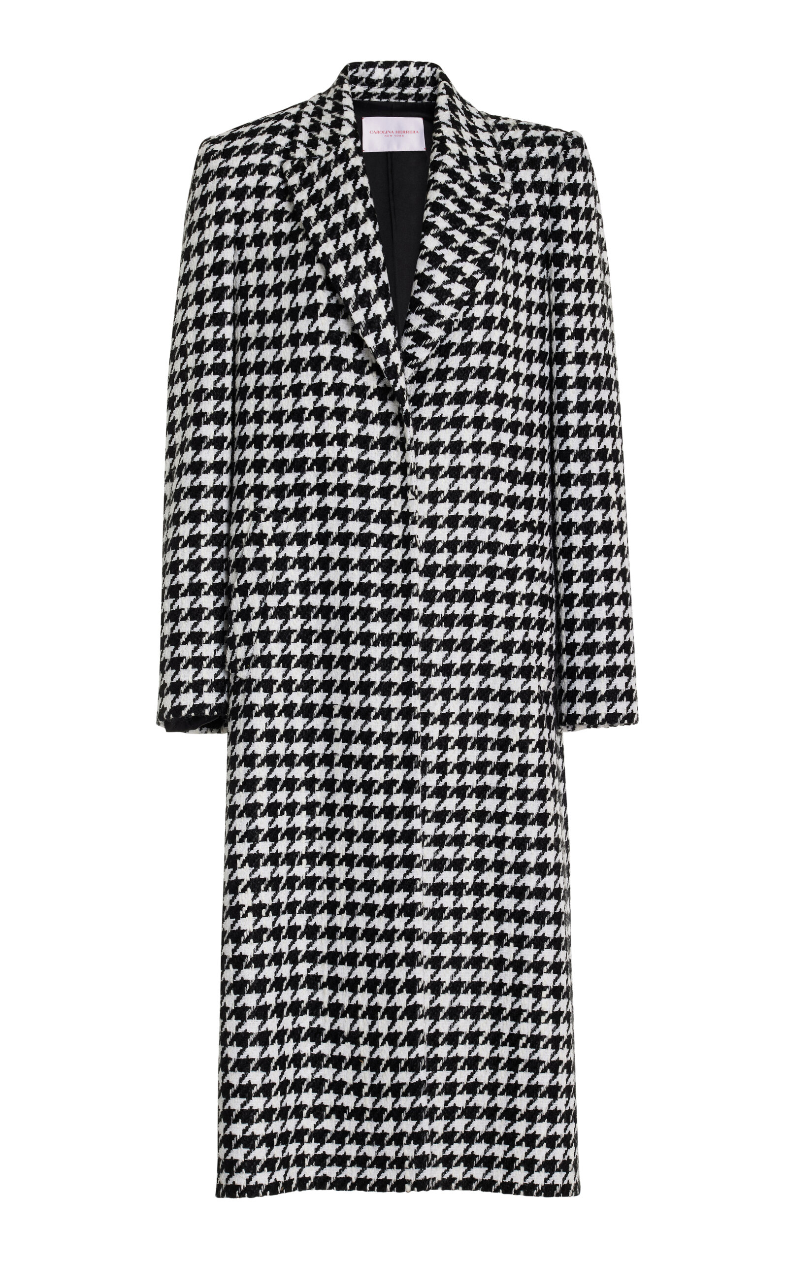 Houndstooth Linen-Blend Coat