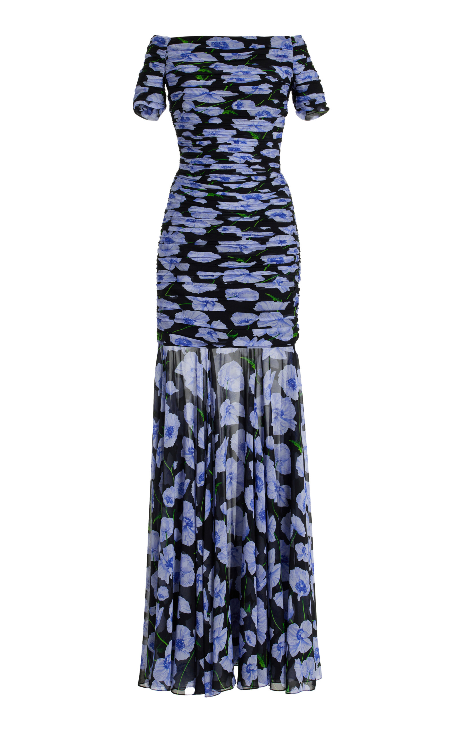 Carolina Herrera Ruched Silk Off-The-Shoulder Gown