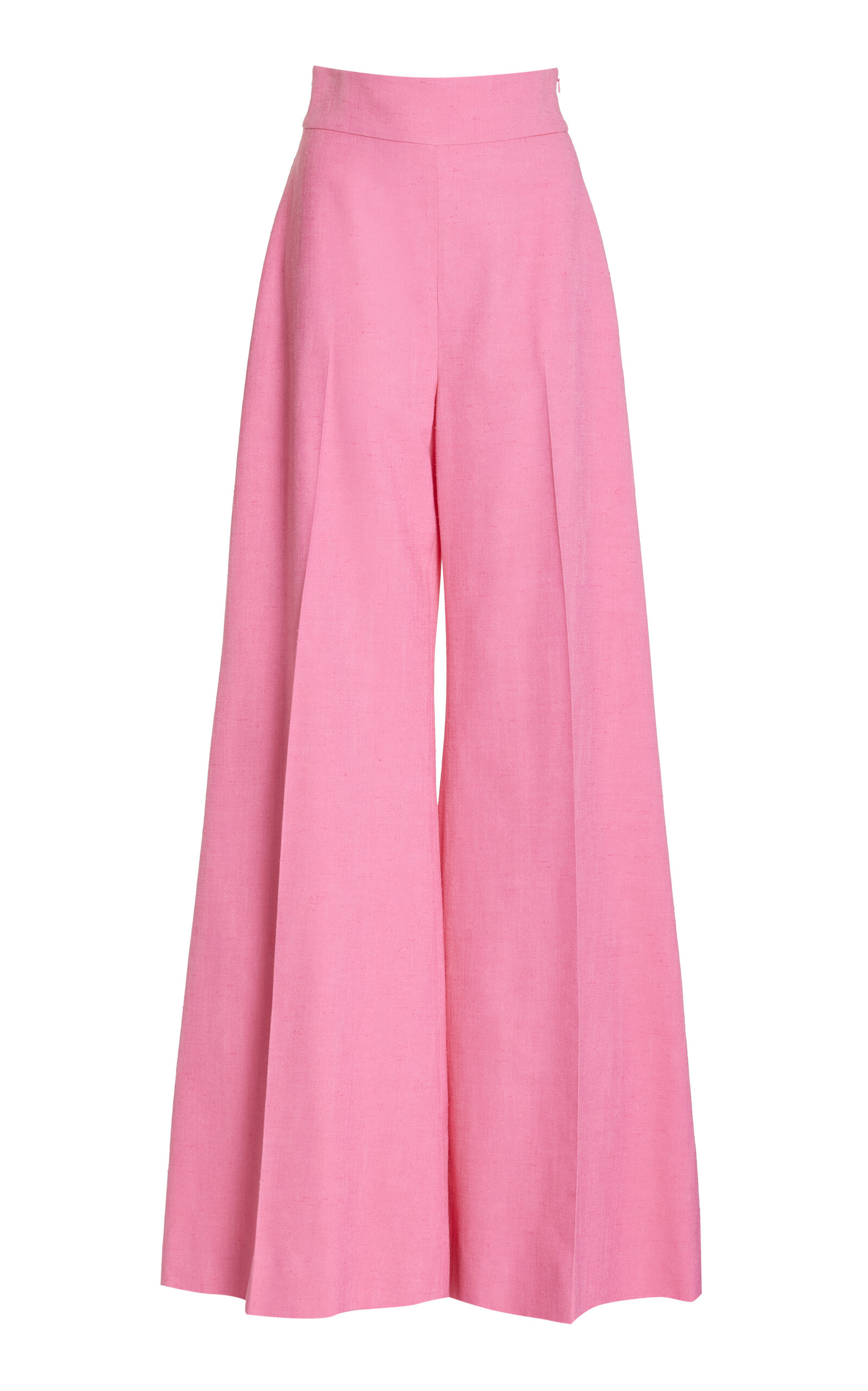 Carolina Herrera High-rise Cotton-blend Wide-leg Pants In Pink