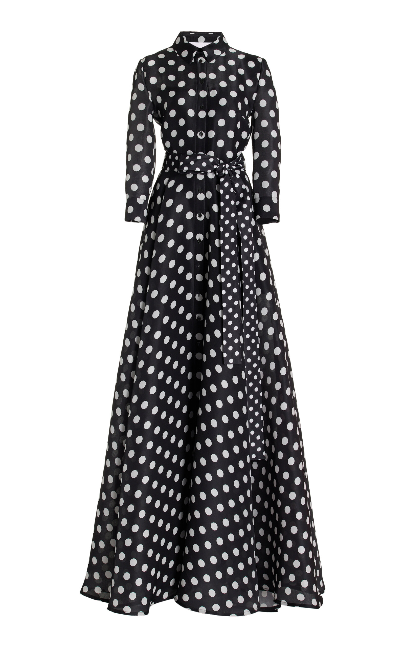 Carolina Herrera Printed Silk Trench Gown - Black/white