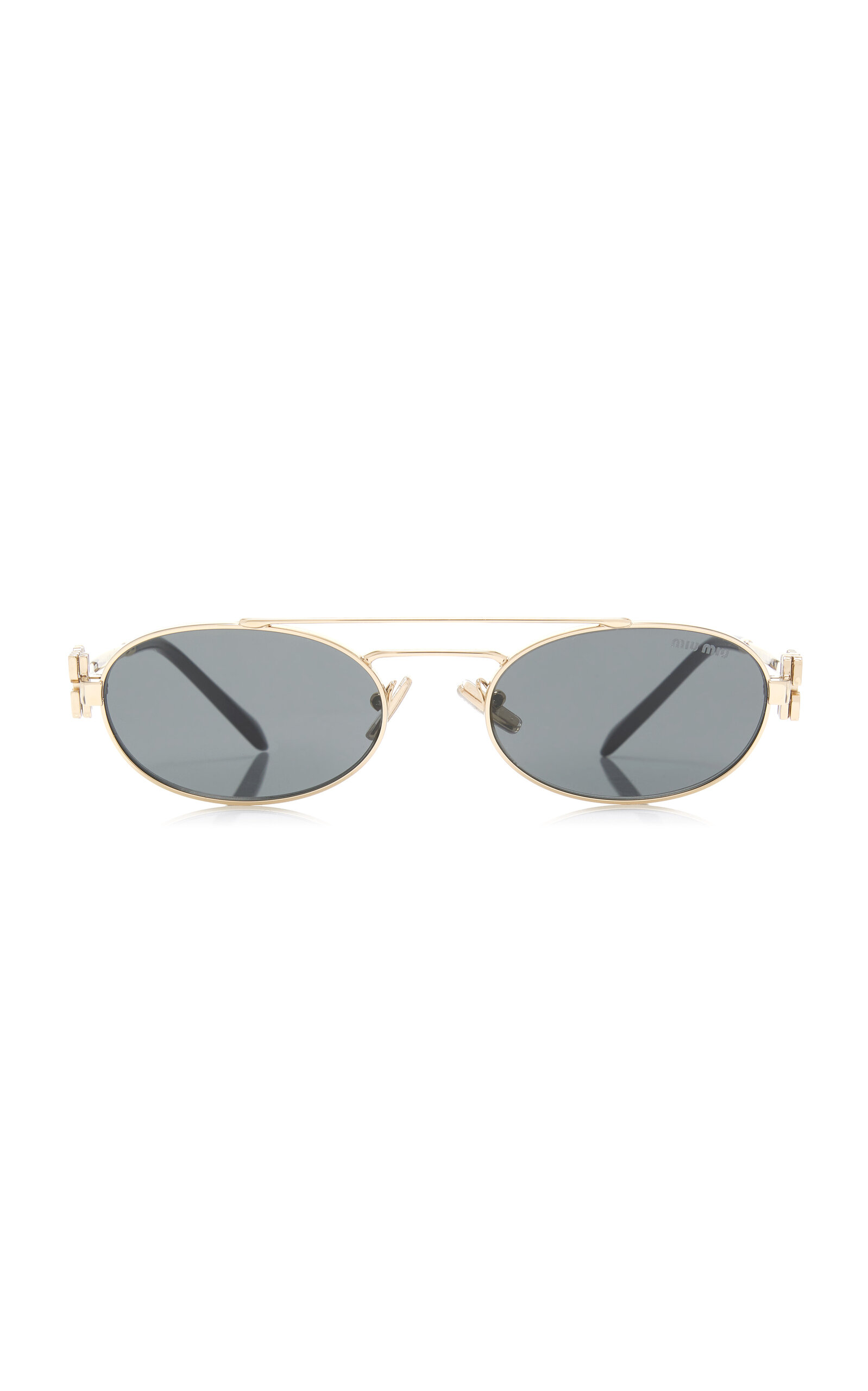Miu Miu Oval-frame Metal Sunglasses In Grey