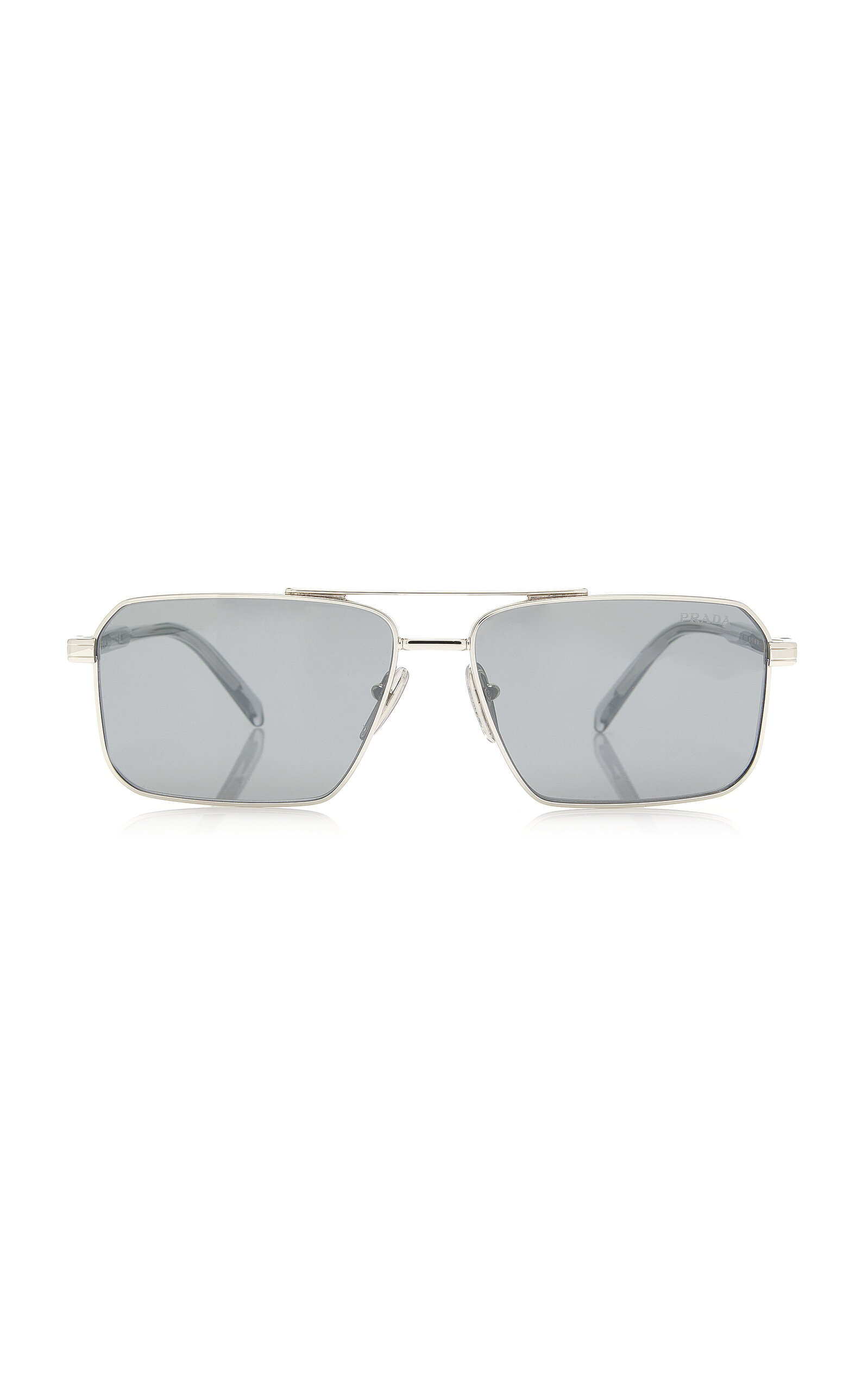Prada Double Bridge Rectangle-frame Sunglasses In Grey