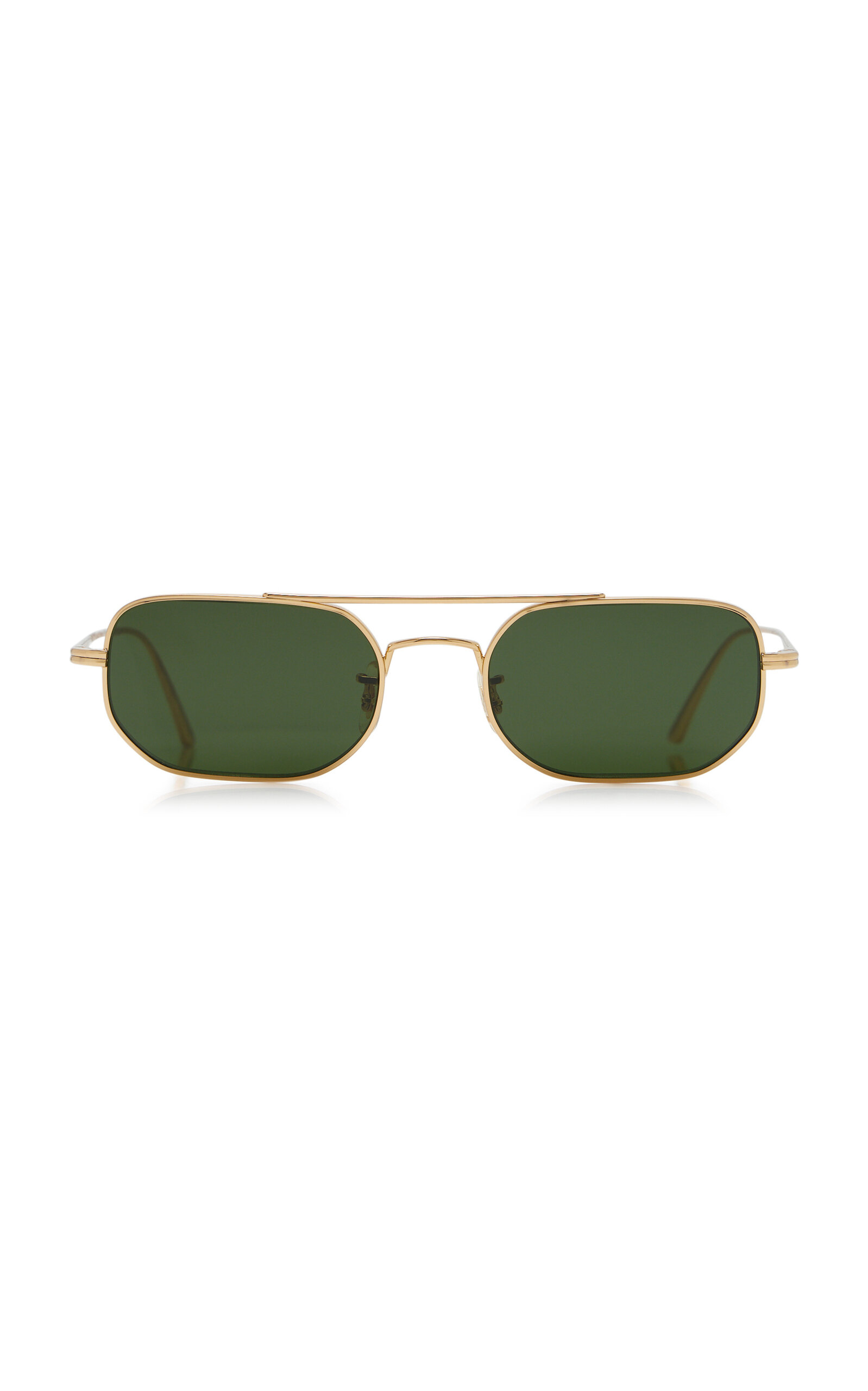 Khaite x Oliver Peoples Rectangle-Frame Steel Sunglasses - Green - OS