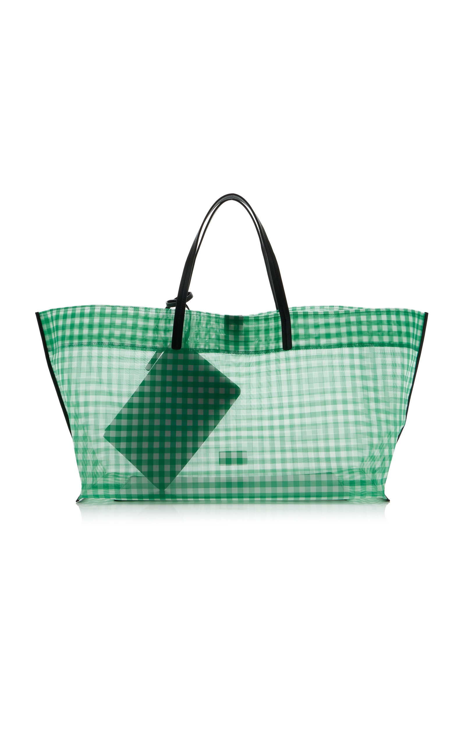 STAUD Christos Large Gingham-Mesh Tote Bag