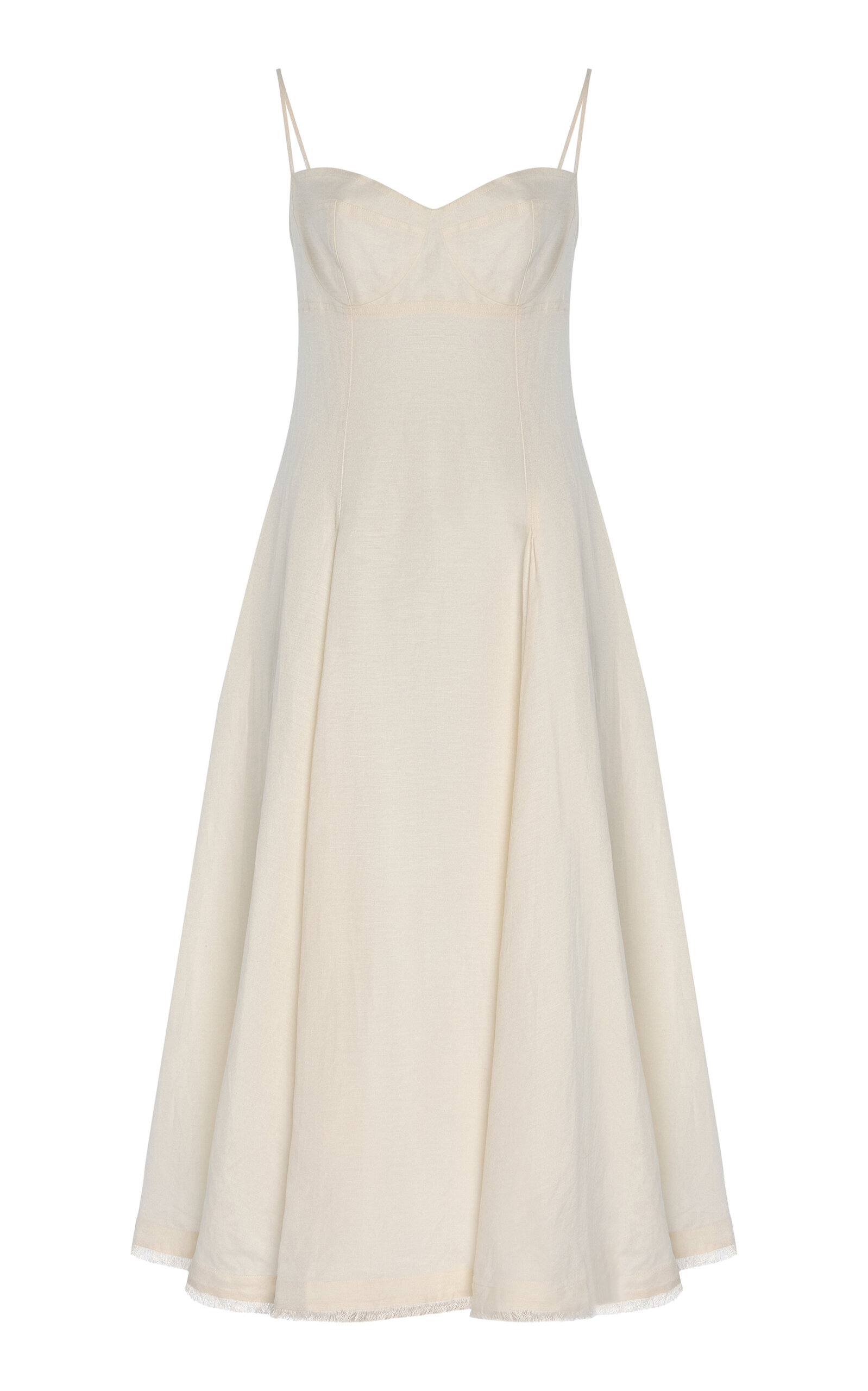 Shop Simkhai Analise Linen-blend Bustier Midi Dress In White