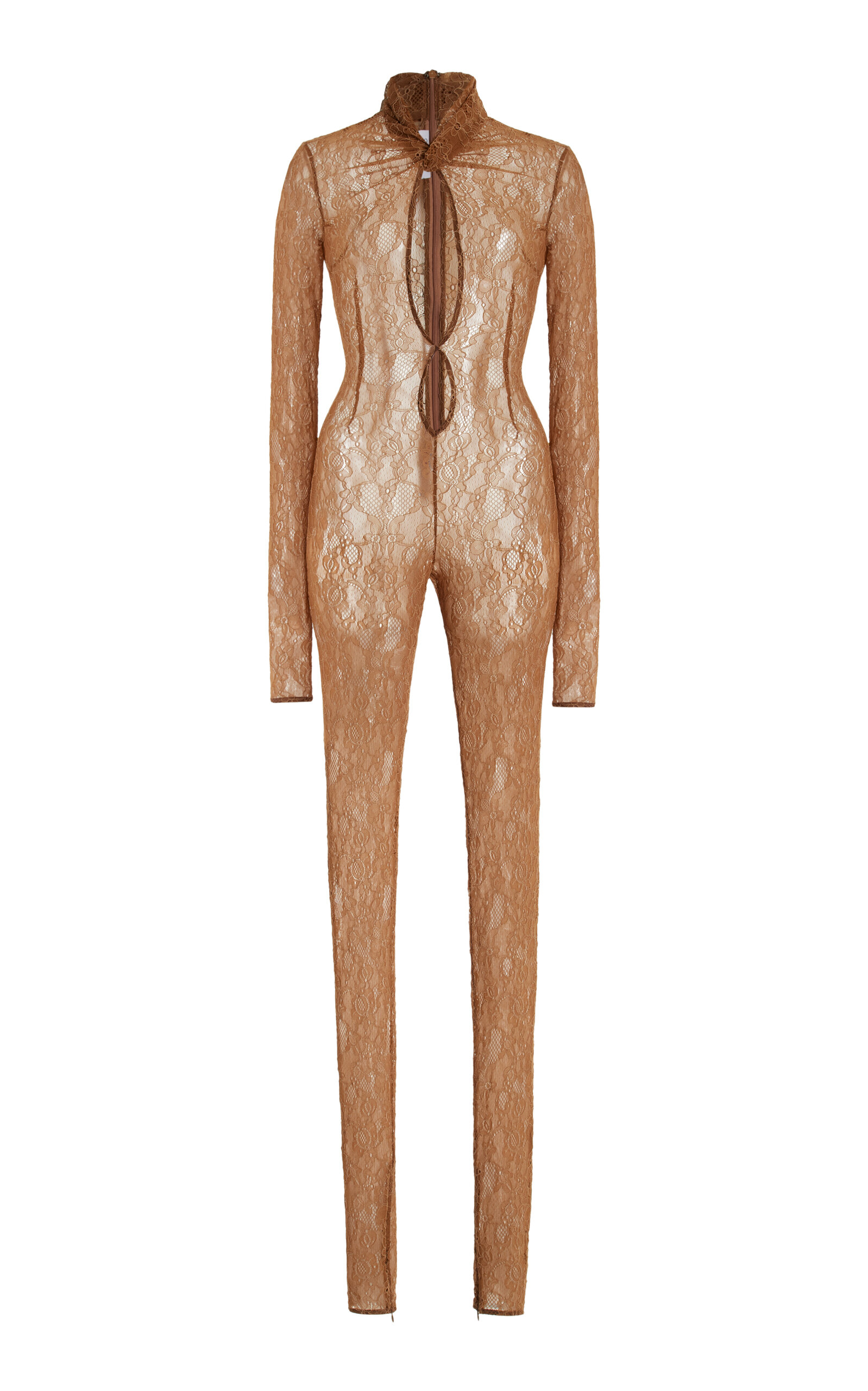 Laquan Smith Cutout High Neck Jumpsuit In Brown