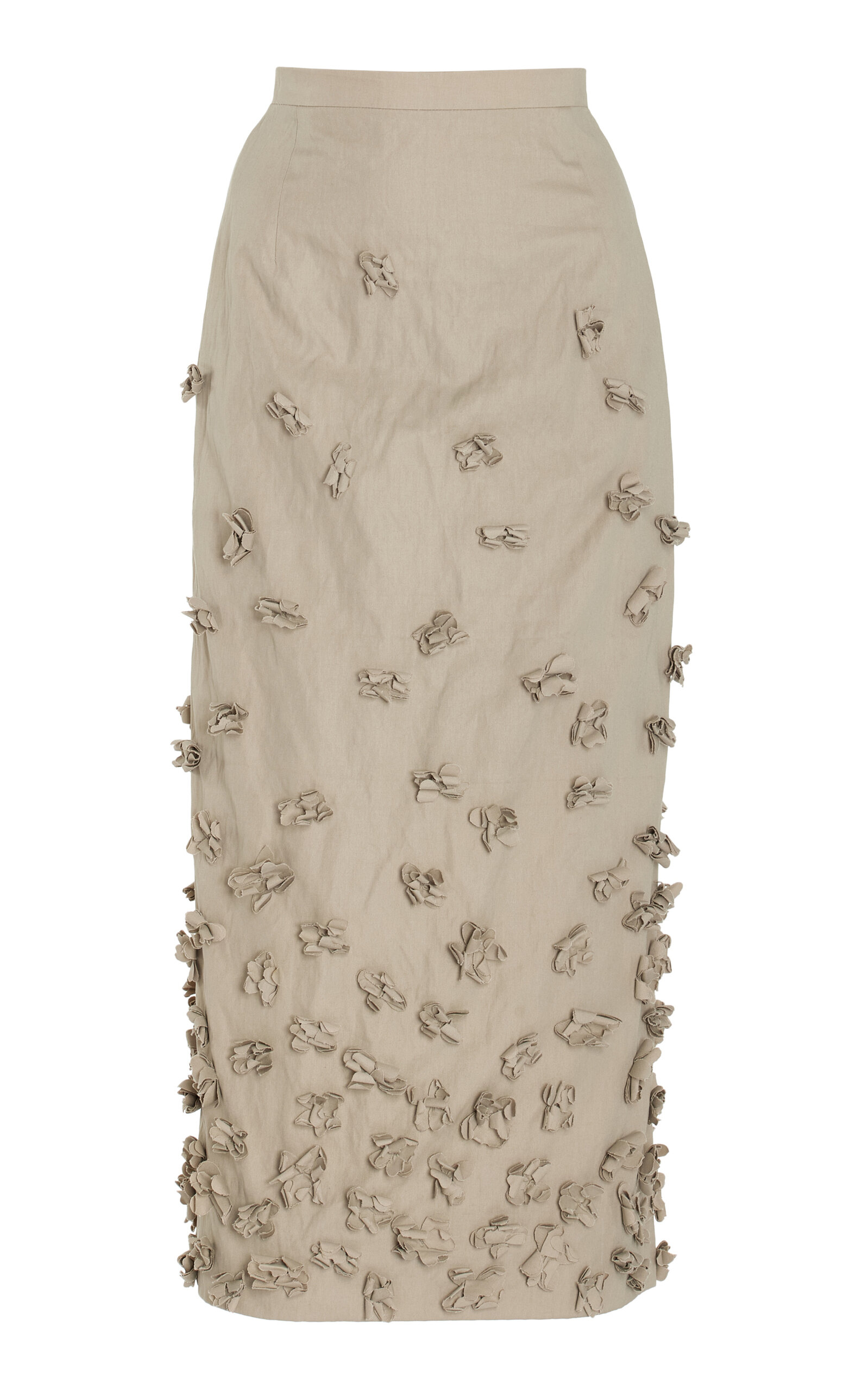 Michael Kors Collection Floral-Embellished Cotton Pencil Skirt - Nude