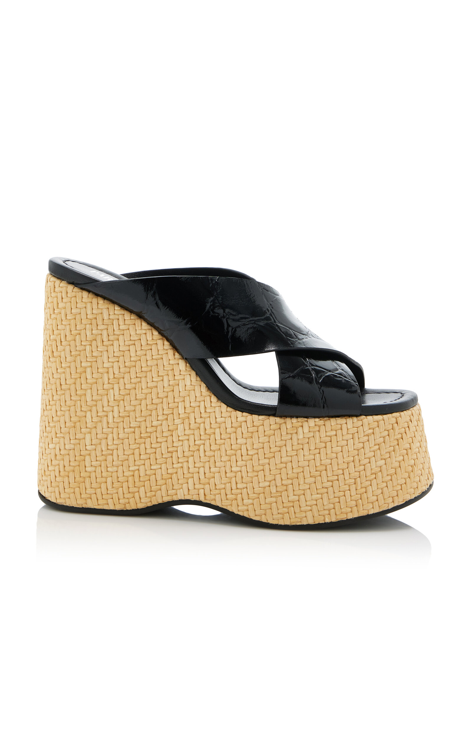 Mara Croc-Effect Leather Platform Sandals