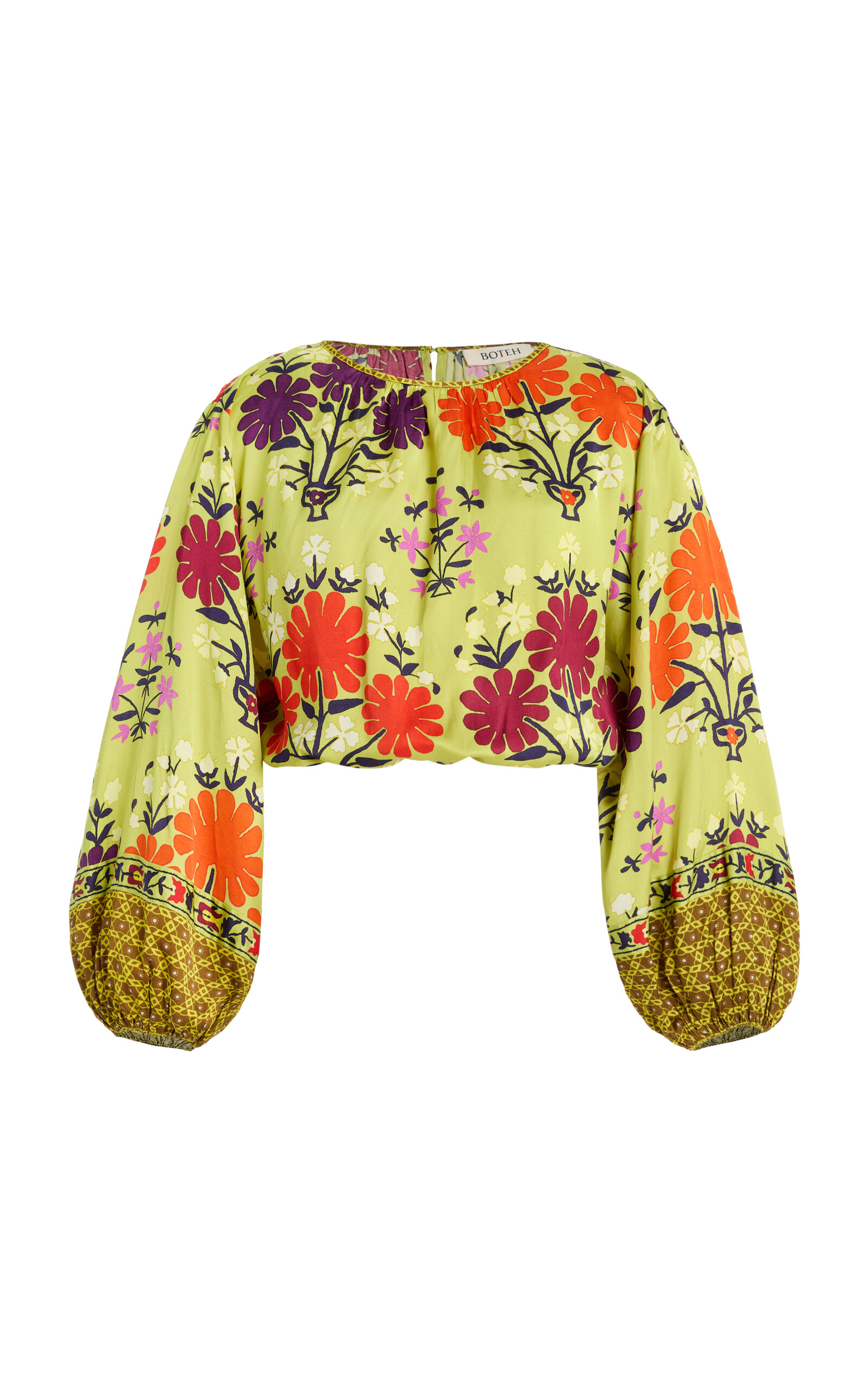 BOTEH Eden Patterned Twill Cropped Top - Women's Clothing