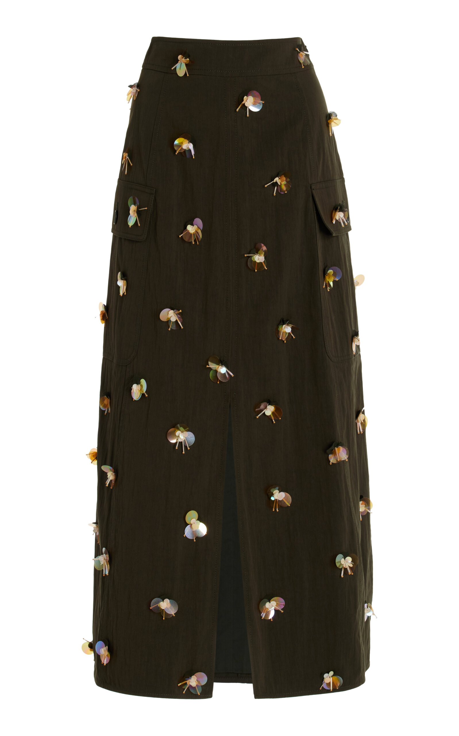 Rhodes Embellished Cotton-Blend Midi Skirt