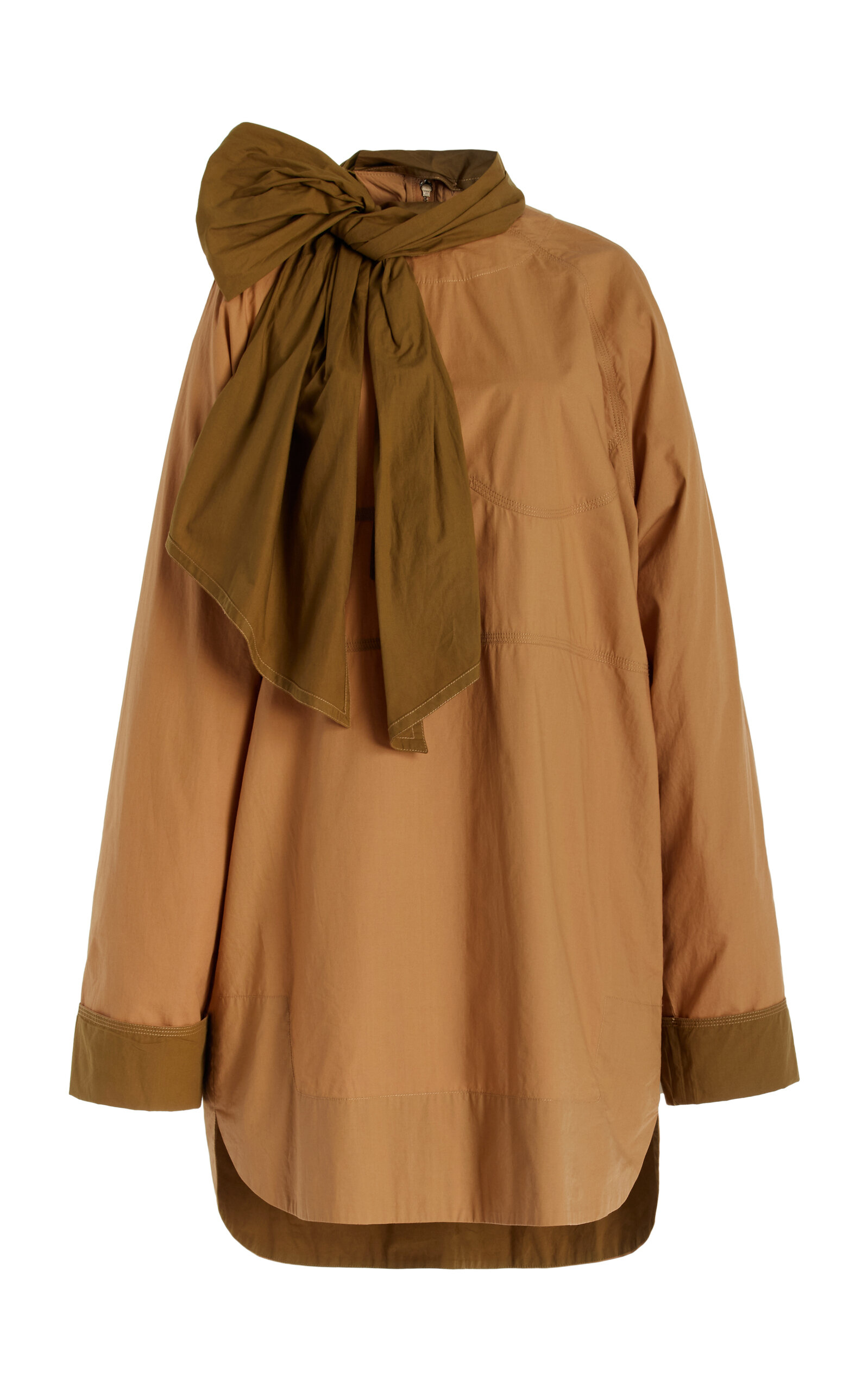 Ulla Johnson Michaela Tie-Detailed Cotton-Poplin Top - Khaki