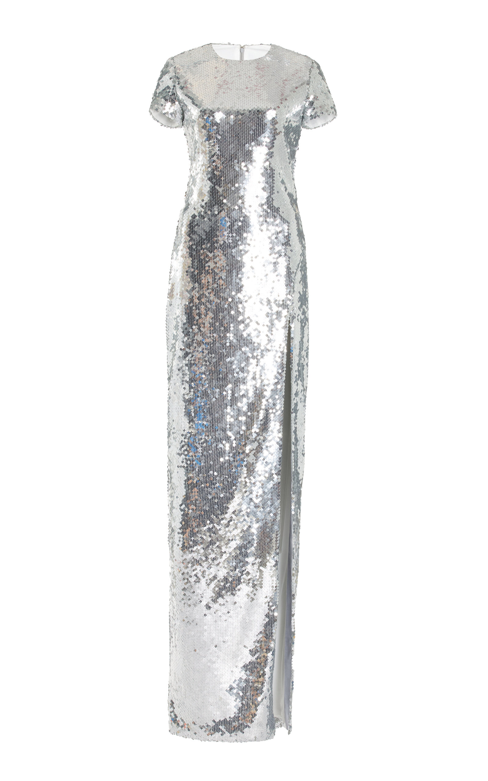 Sergio Hudson Sequined Slip Gown - Silver