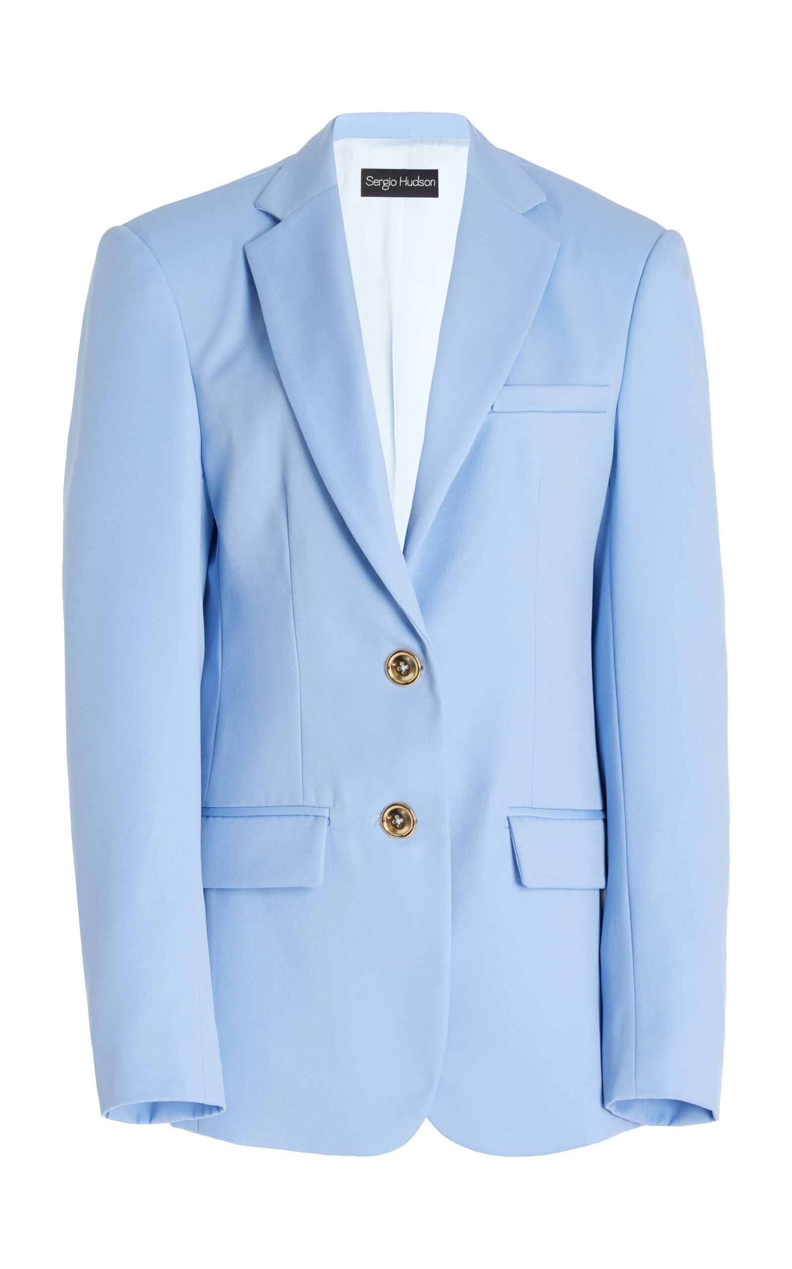 Sergio Hudson Single-breasted Wool Blazer In Light Blue