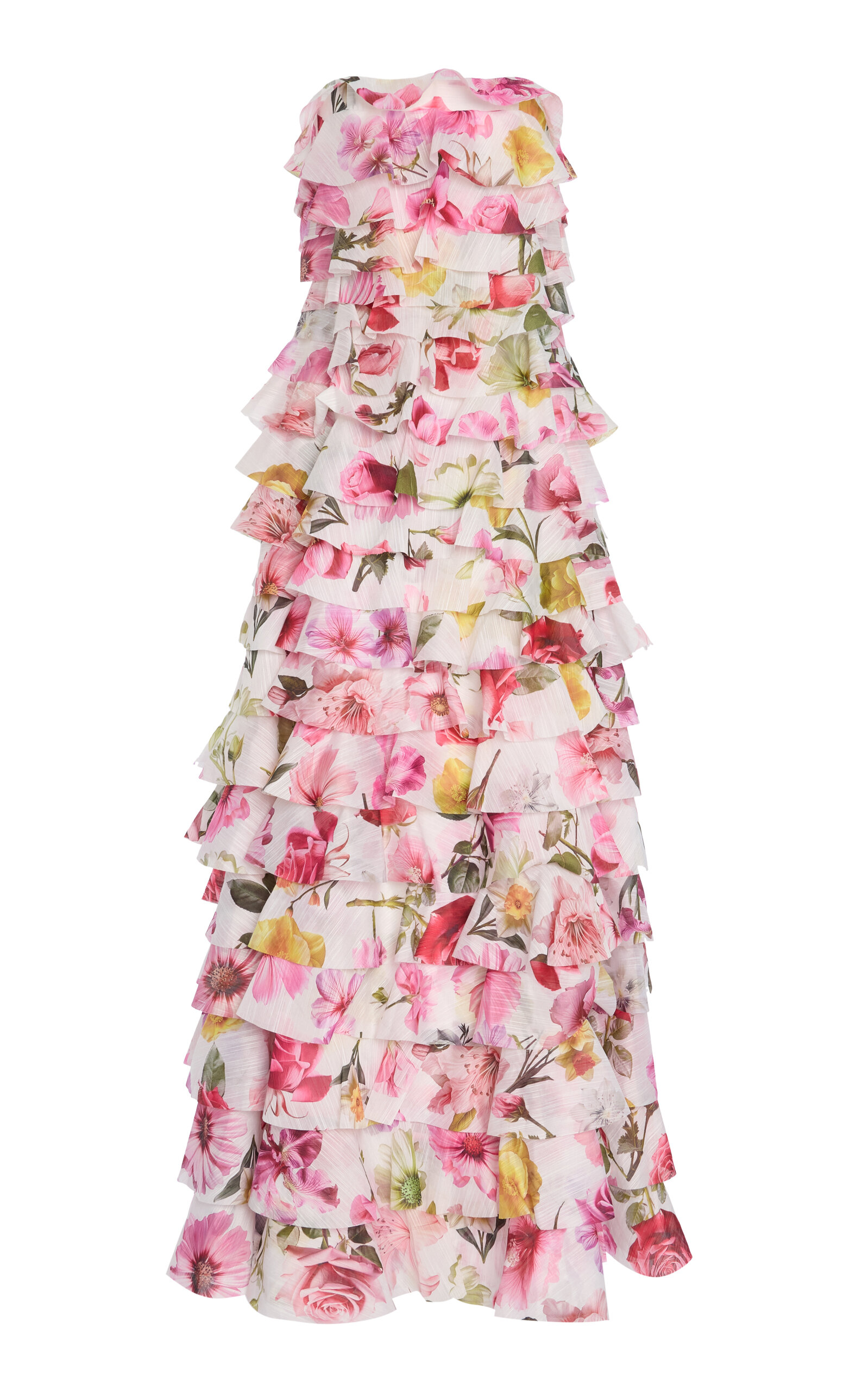 Aje Fleur Floral-print Pleated Gown In Floral