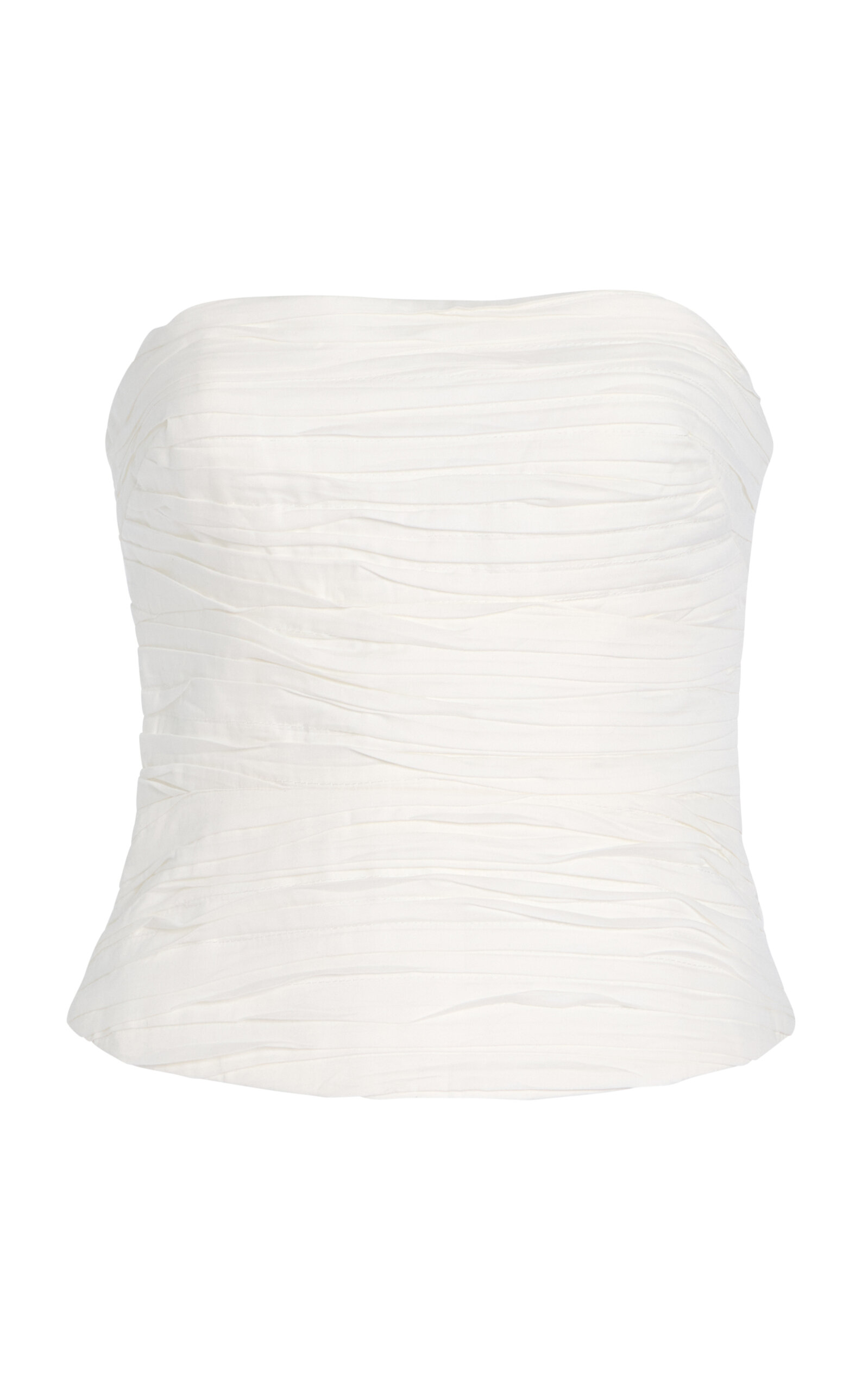 Aje Sunbeam Ruched Cotton Bustier - Ivory