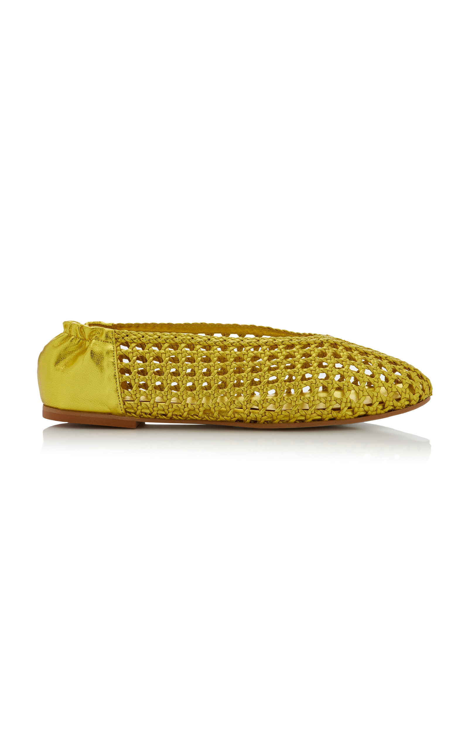 FREDA SALVADOR RILEY WOVEN METALLIC LEATHER FLATS
