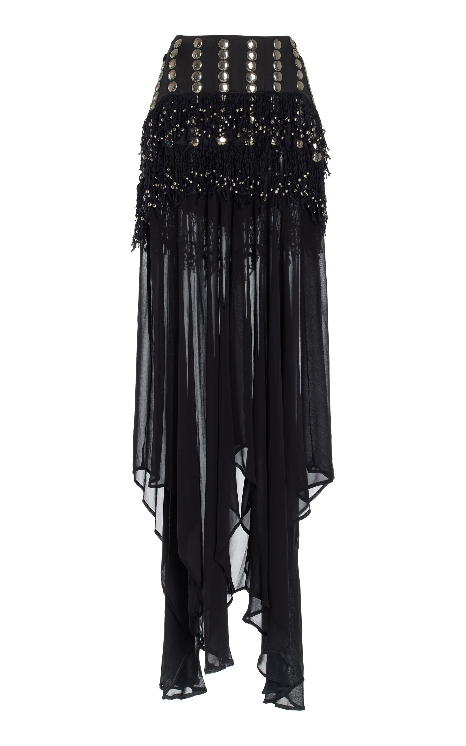 Diotima Mona Stud-Embellished Satin Skirt - Black