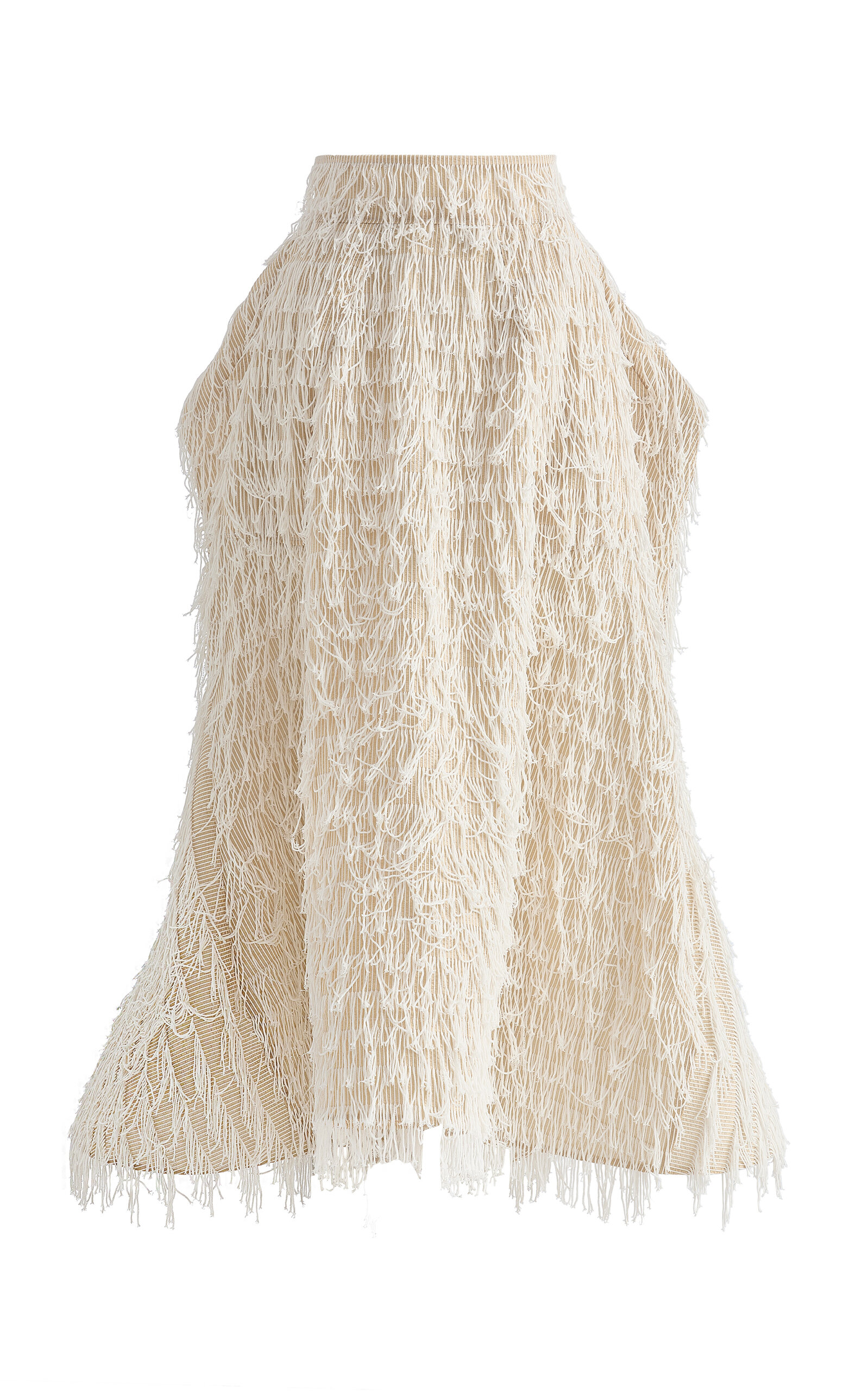 Maticevski Shuttle Fringed Midi Skirt In Neutral