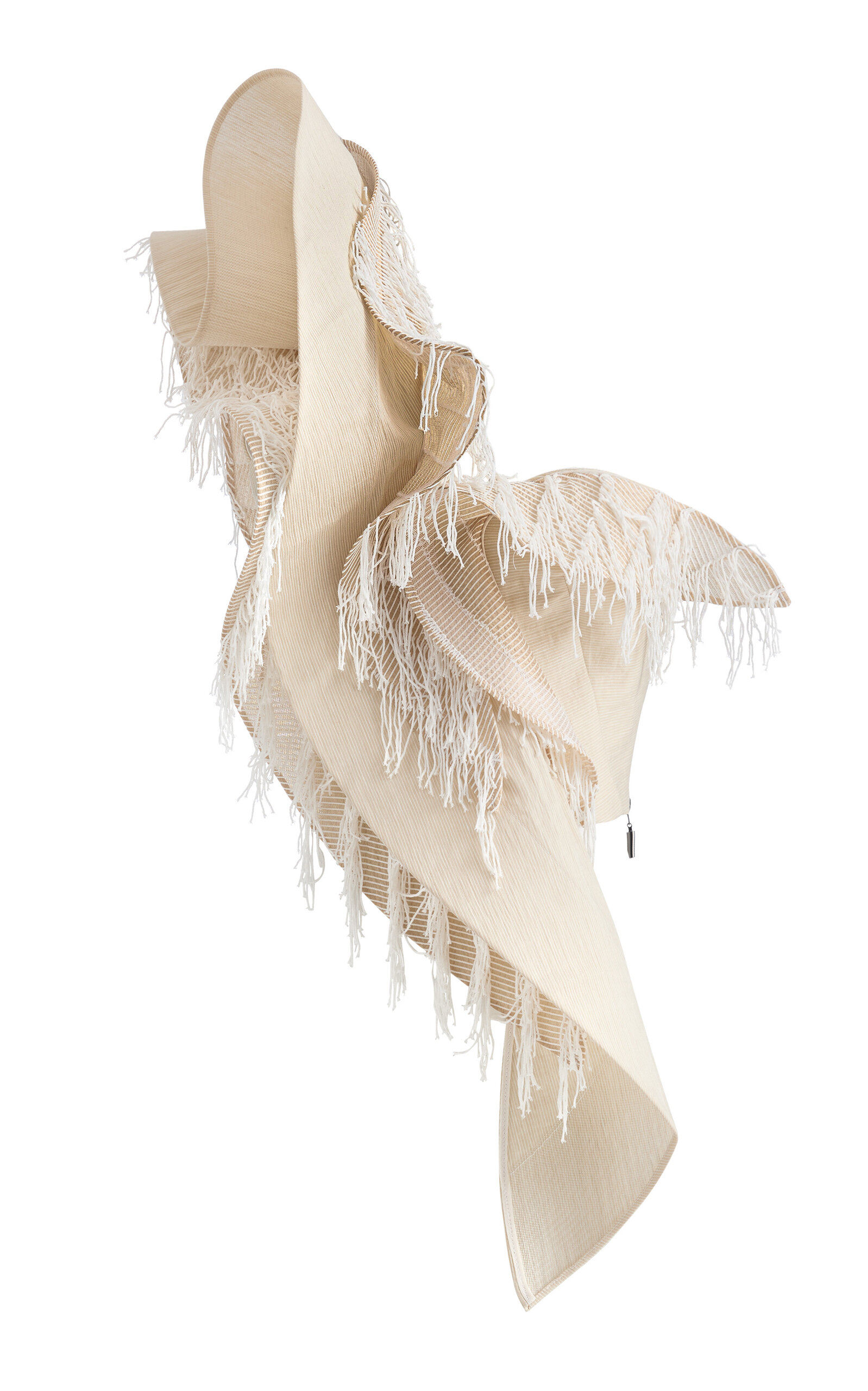 Maticevski Bamboo Fringed Linen-Cotton Bodice Top - Neutral