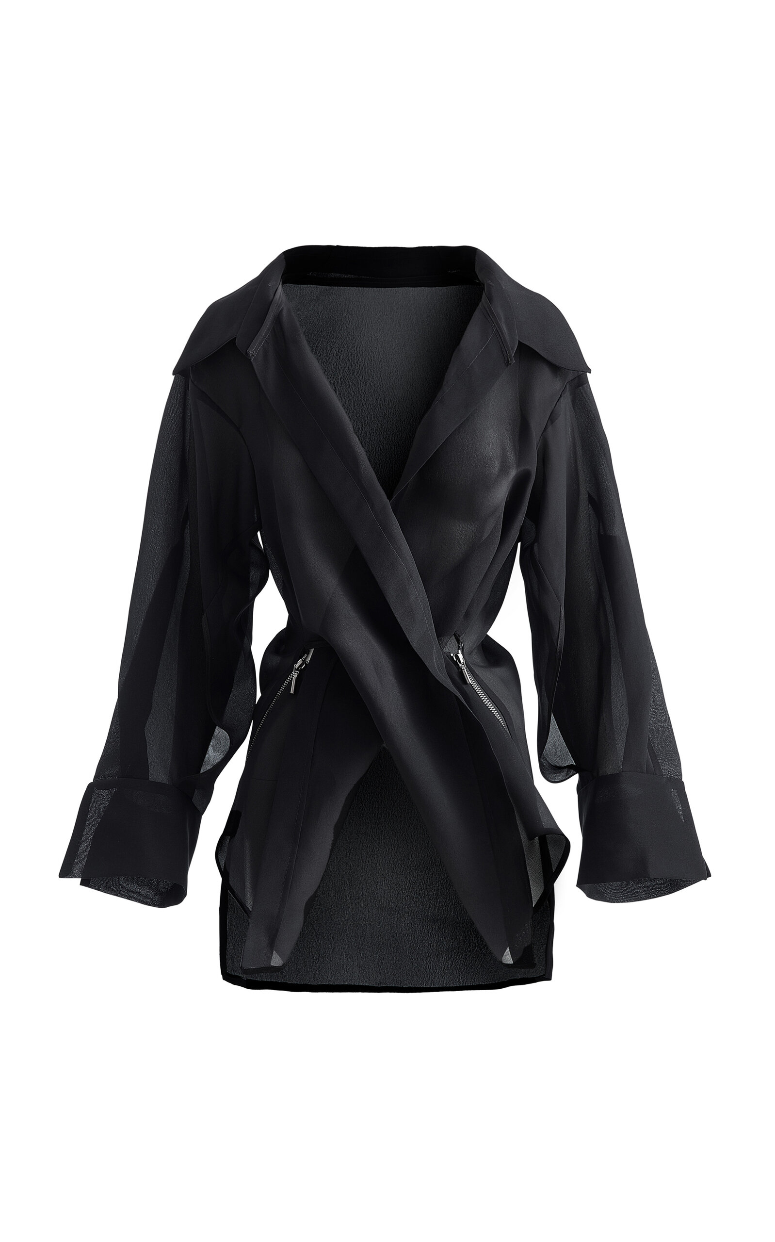 Phormium Zip-Detailed Silk Crepe De Chine Organza Top