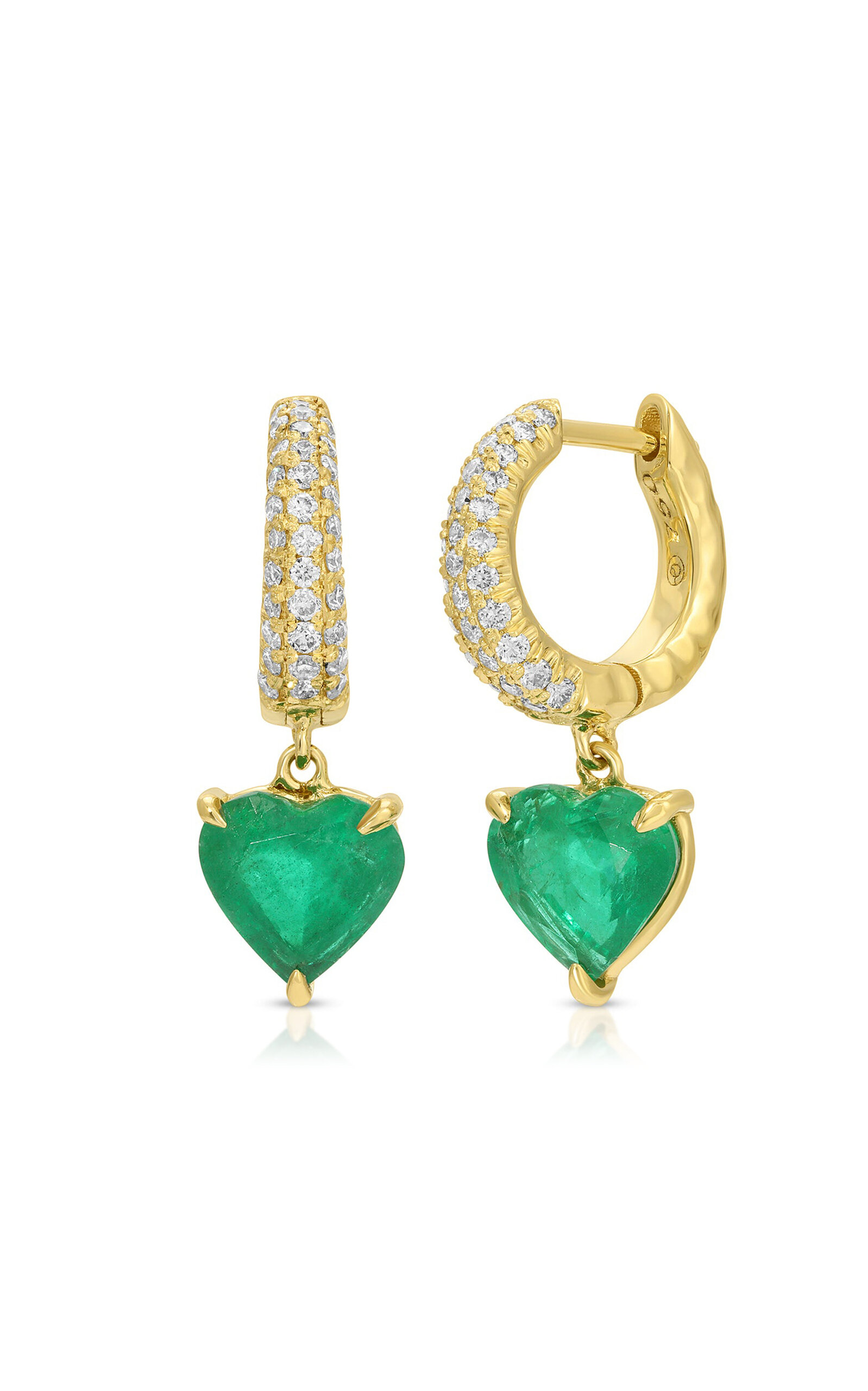 Charmed 18K Yellow Gold Emerald And Diamond Hoop Earrings