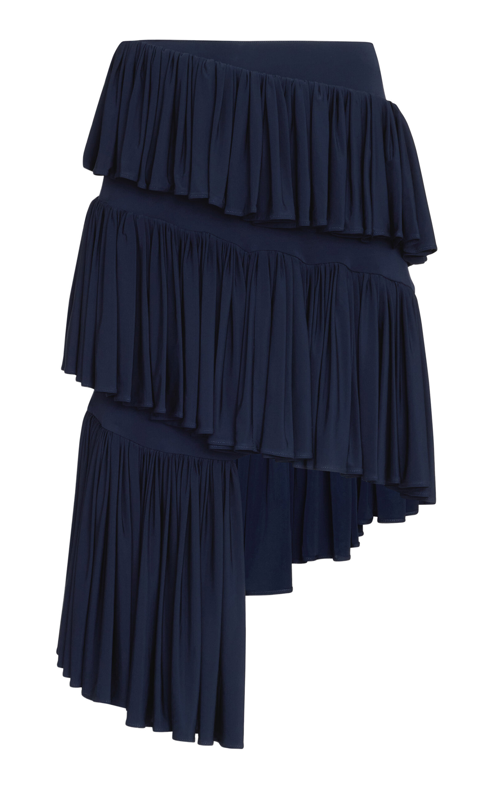 Alaïa Womens Ruffled High-waist Knitted Maxi Skirt Minuit In Blue