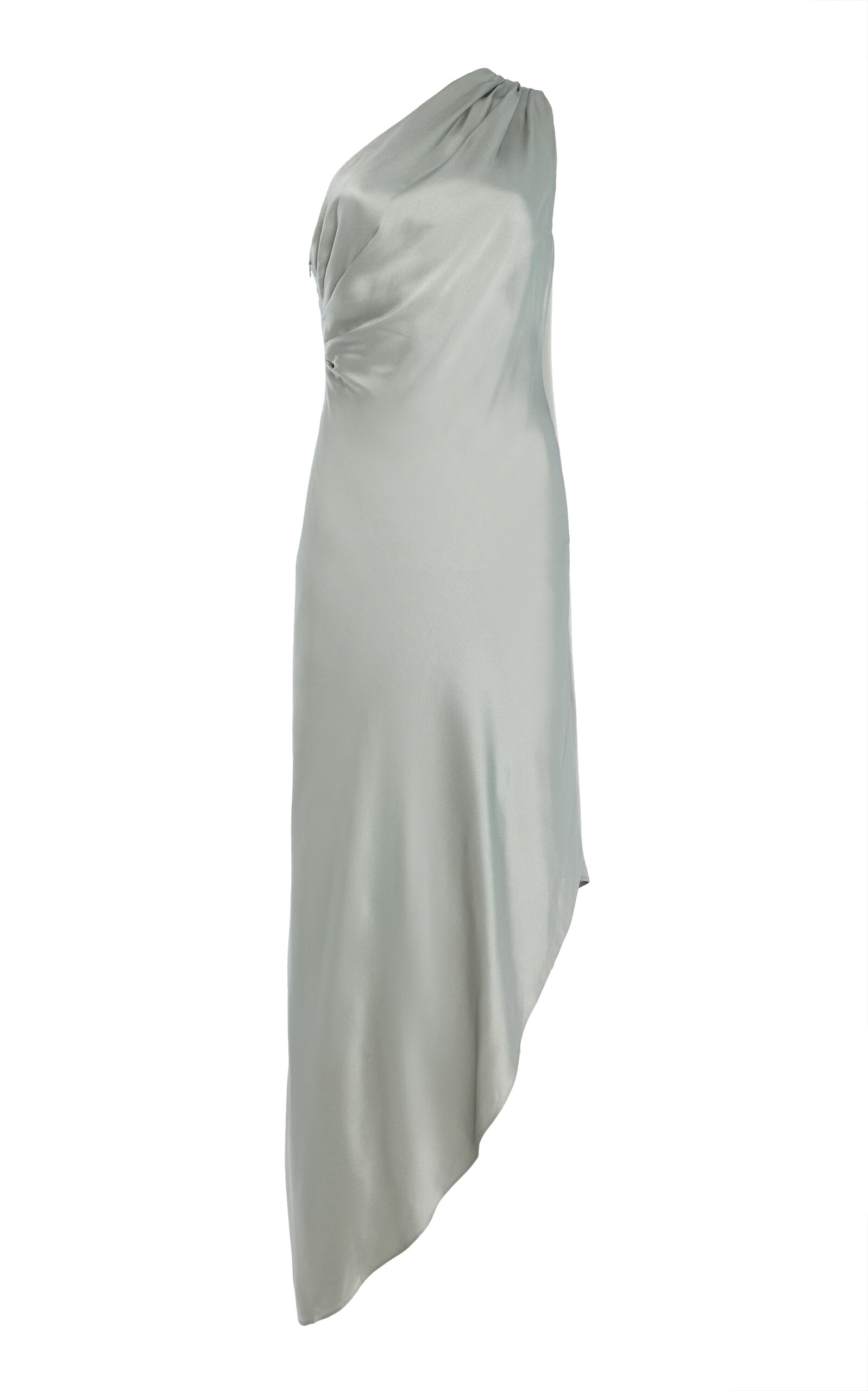 Lapointe Satin One-shoulder Dress In Blue